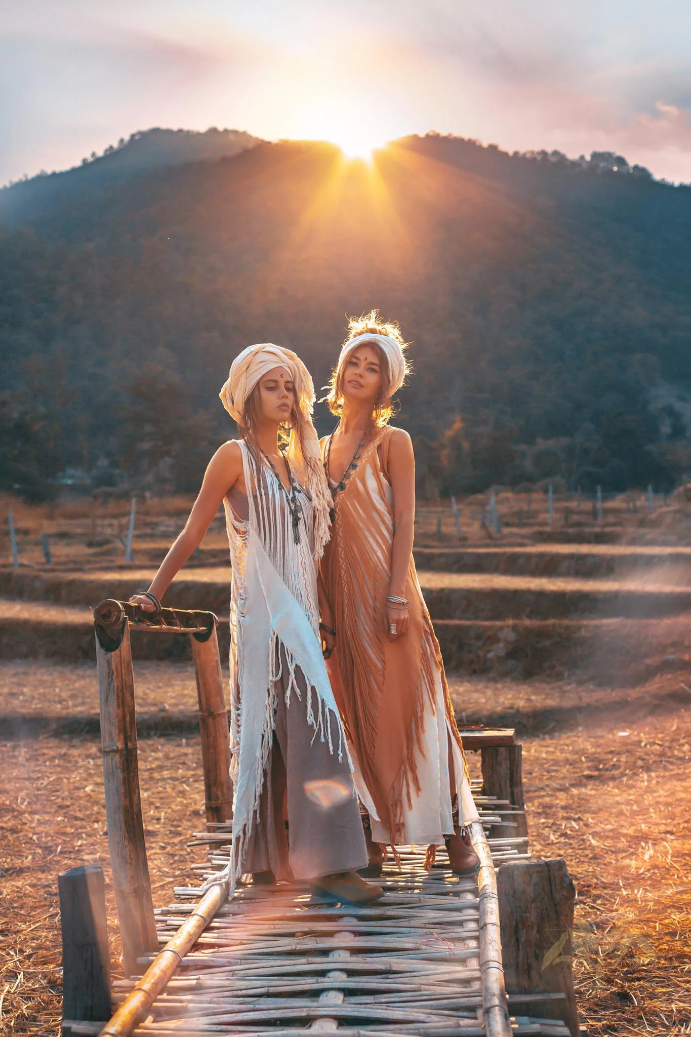 Beige Ochre Boho Handwoven Hand-Loomed Airy Dress - Image 3