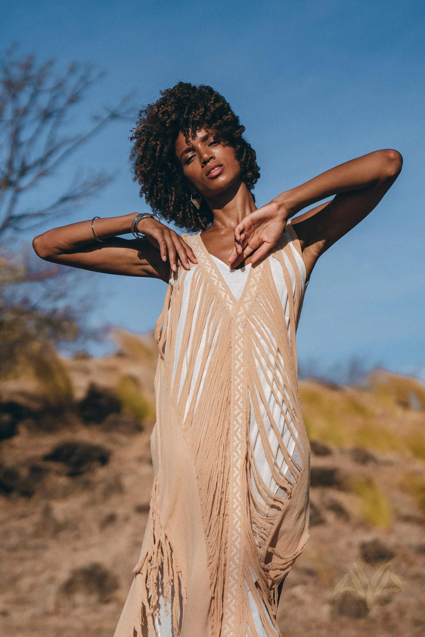 Beige Ochre Boho Handwoven Hand-Loomed Airy Dress - Image 7