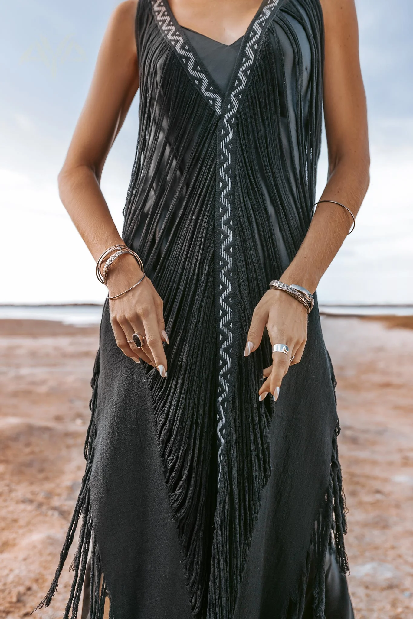 Boho Handwoven and Hand-Loomed Dress • Tribal Raw Cotton Cover-up - Image 5