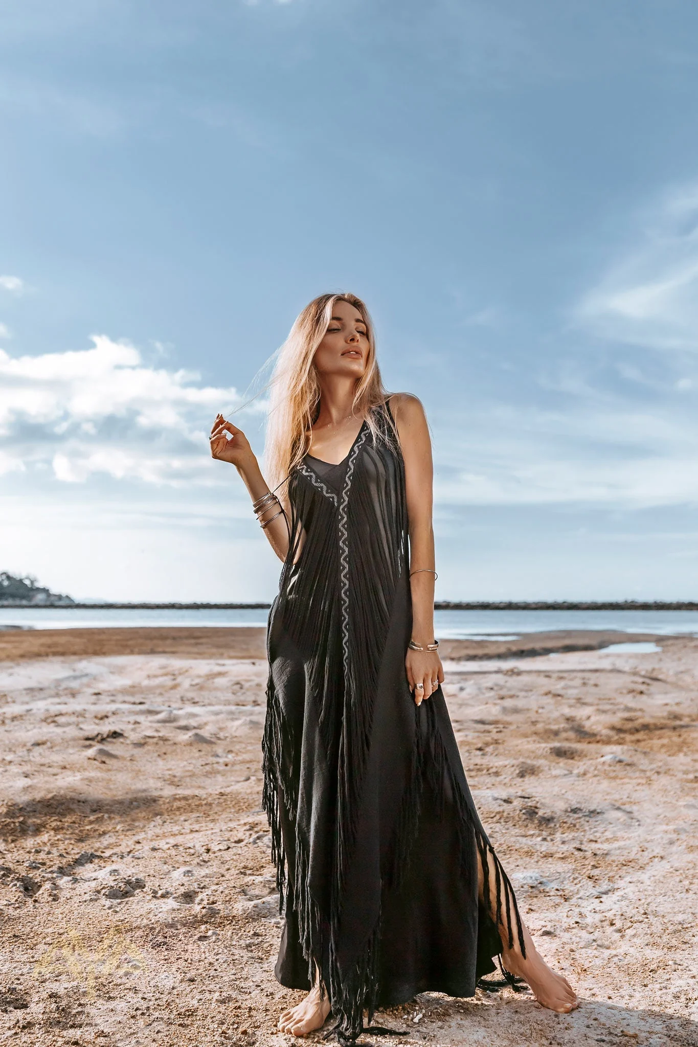Boho Handwoven and Hand-Loomed Dress • Tribal Raw Cotton Cover-up - Image 6