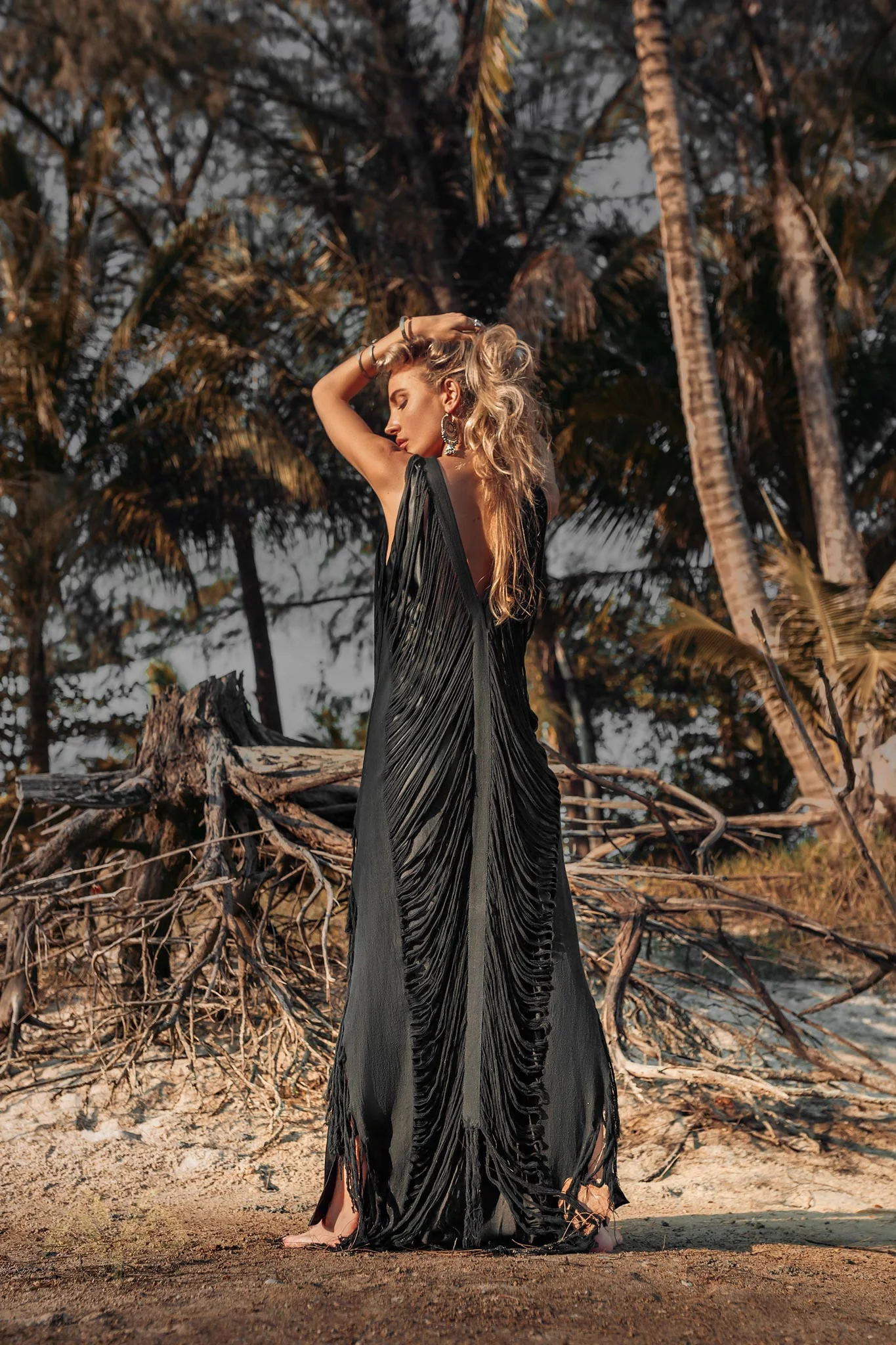 Boho Handwoven and Hand-Loomed Dress • Tribal Raw Cotton Cover-up - Image 8