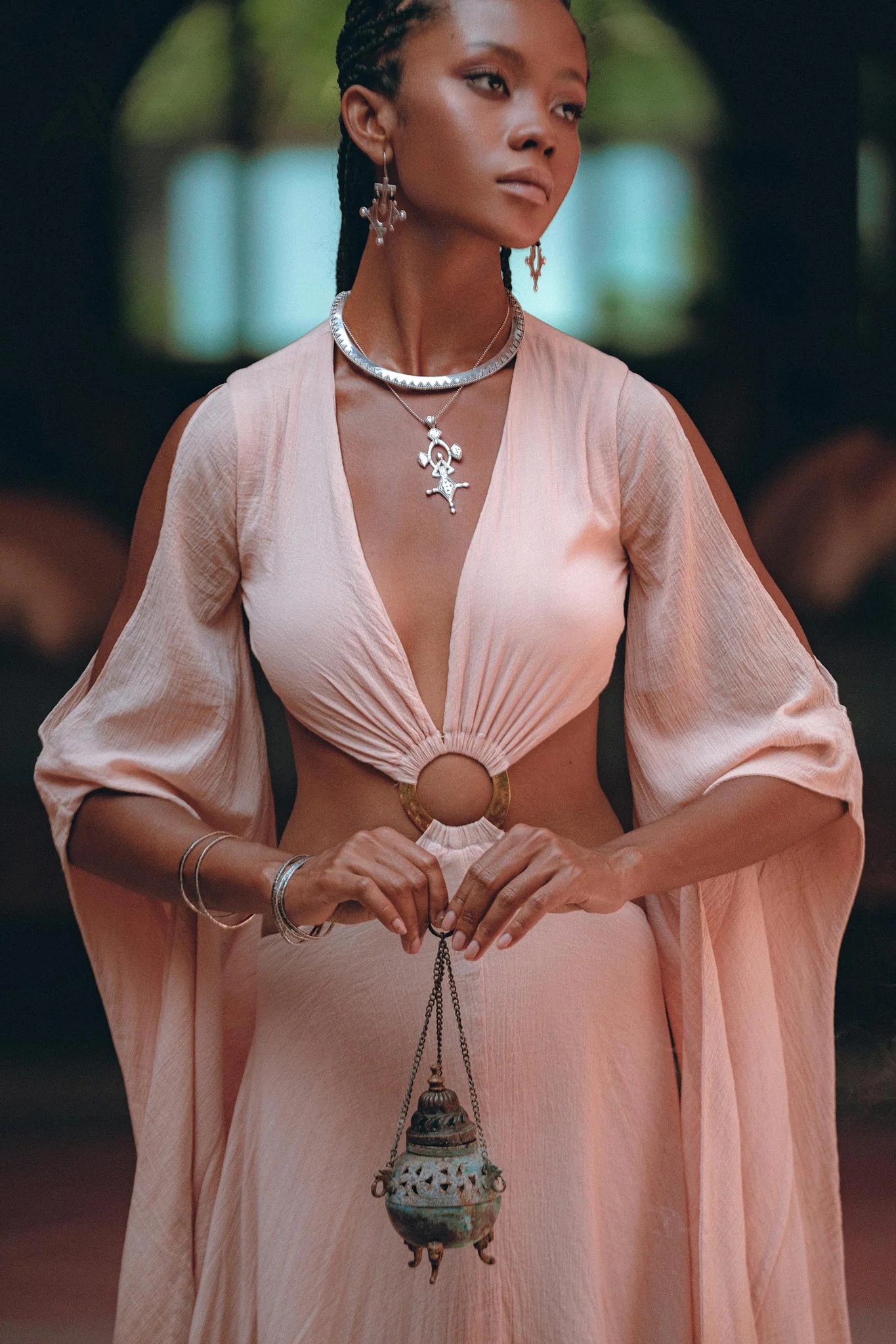 Ombré Dusty Pink Botanically Dyed Dress • Open Belly Maxi Bridesmaid Dress - Image 2