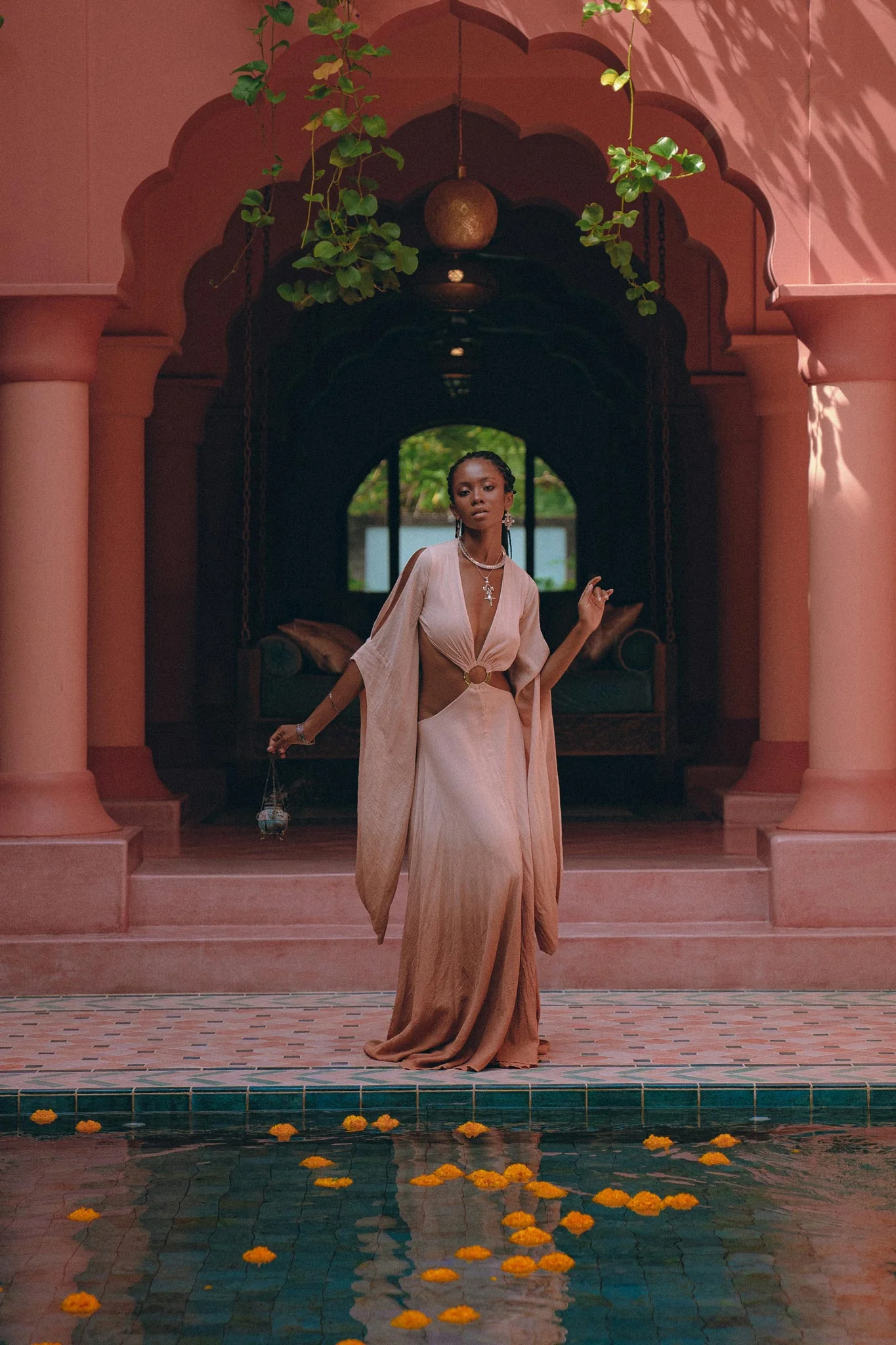 Ombré Dusty Pink Botanically Dyed Dress • Open Belly Maxi Bridesmaid Dress - Image 6