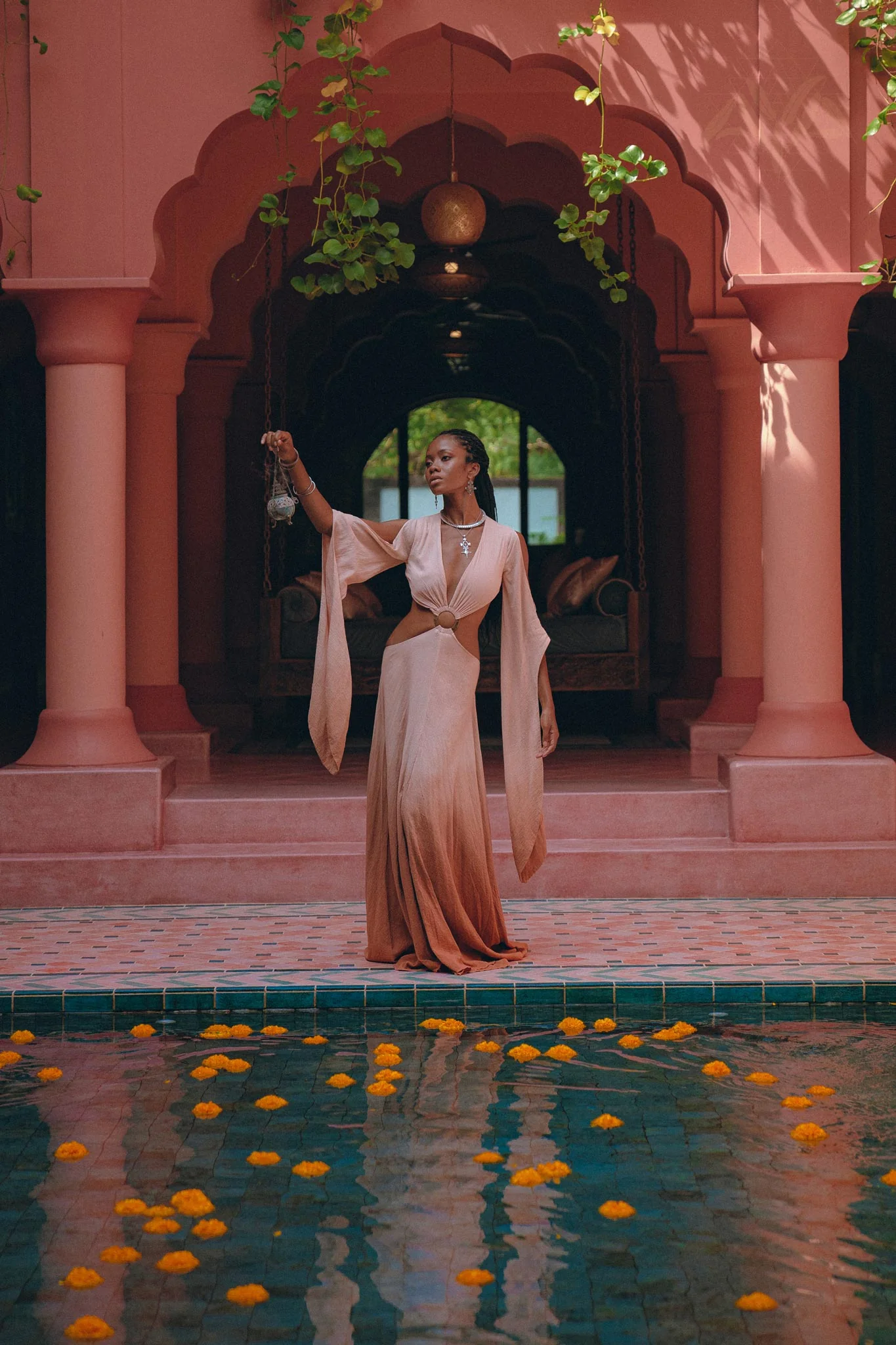 Ombré Dusty Pink Botanically Dyed Dress • Open Belly Maxi Bridesmaid Dress - Image 8