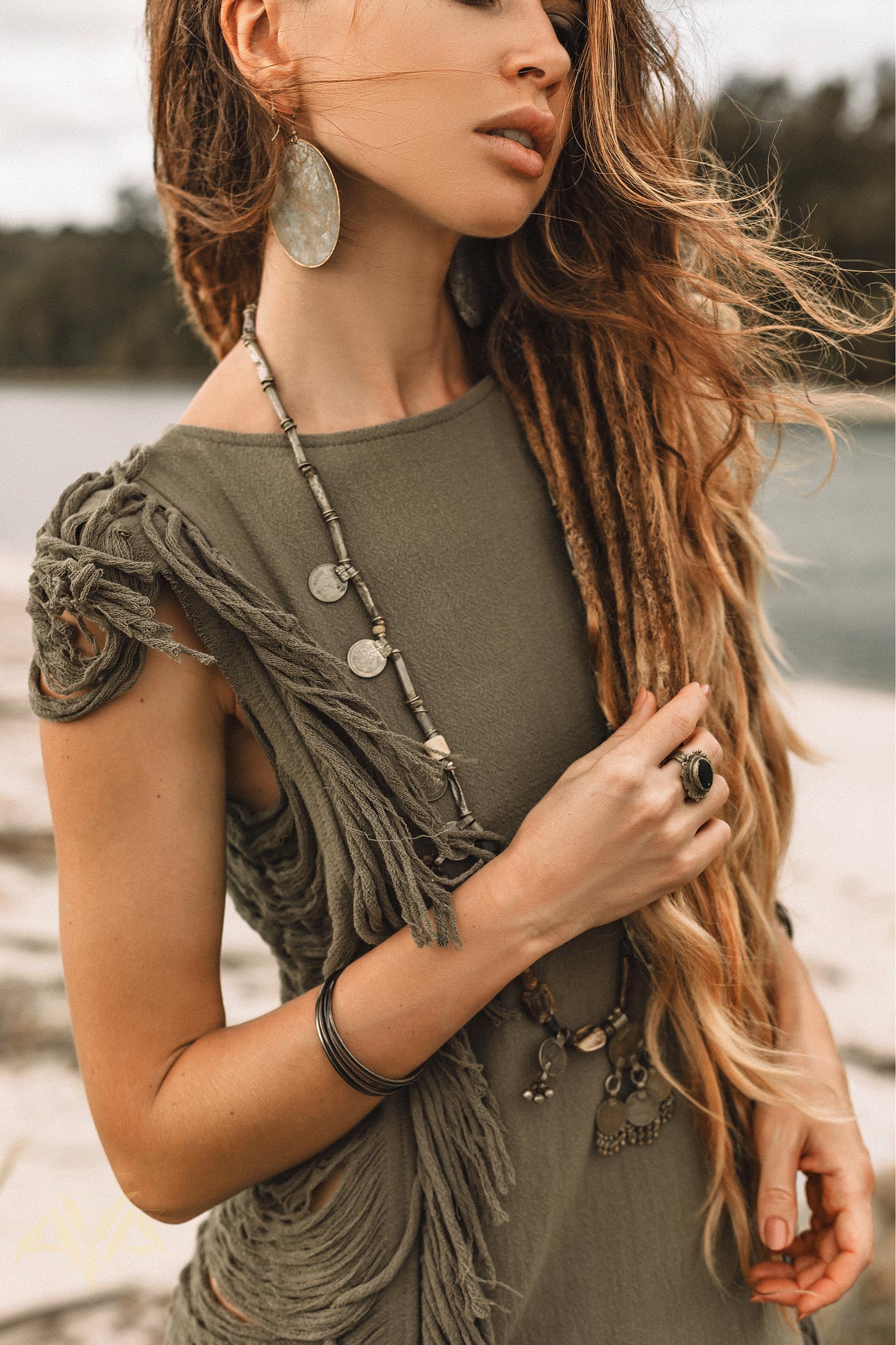 Boho Open Sides Dress • Dark Green Dress • Ladders Sides Mini Dress - Image 7