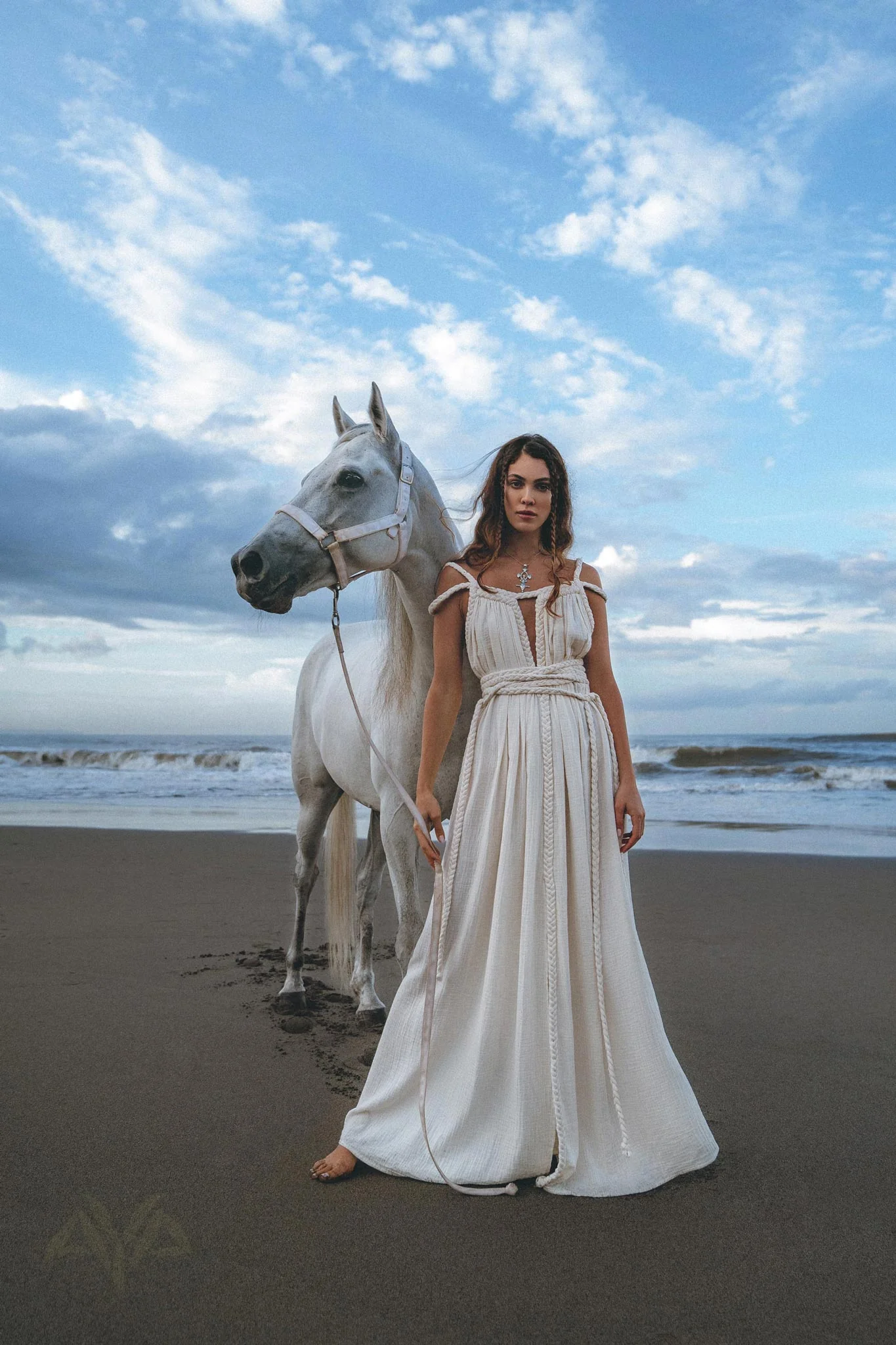 Off-White Greek Goddess Boho Wedding Dress - Image 2
