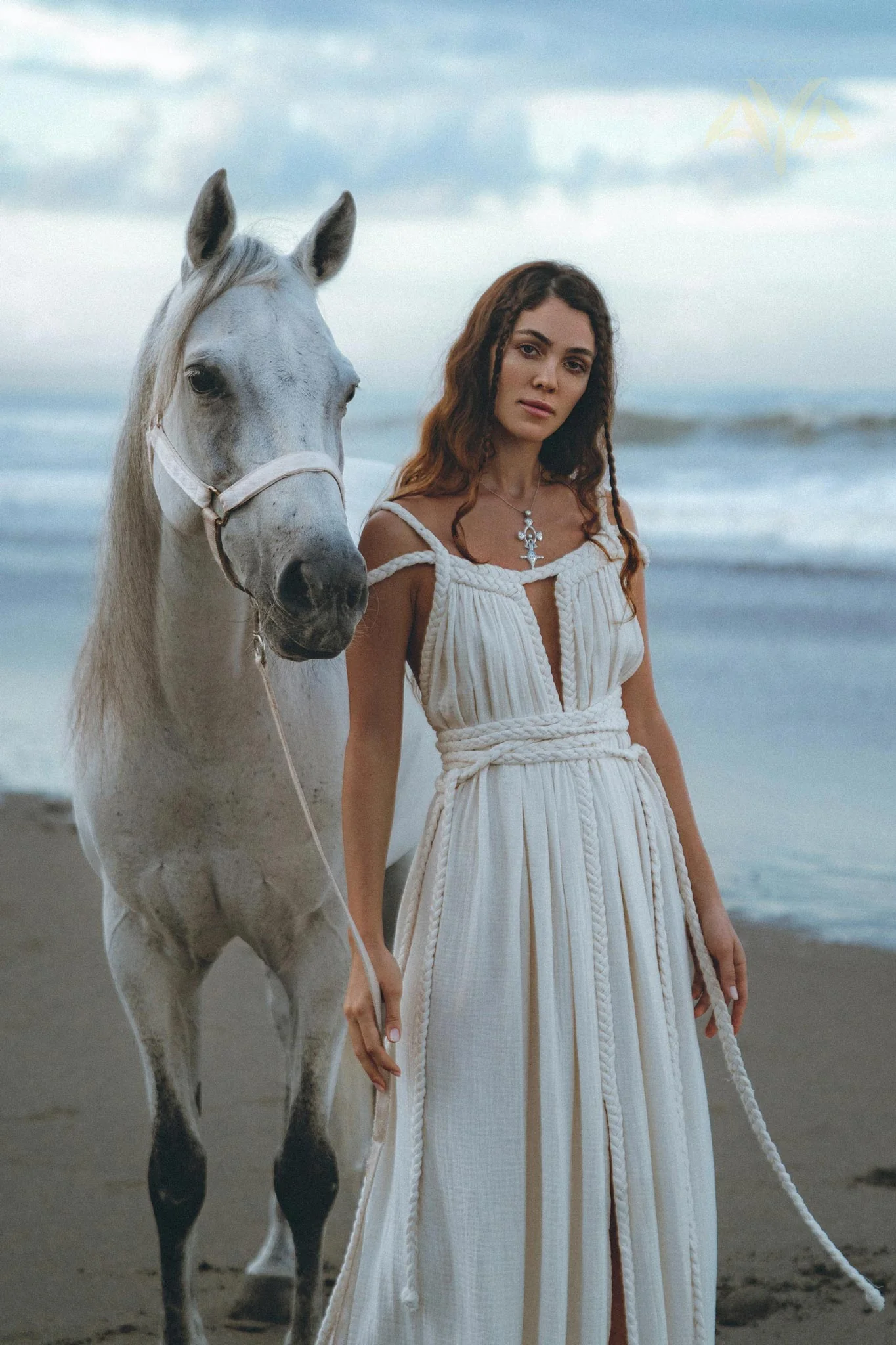 Off-White Greek Goddess Boho Wedding Dress - Image 3