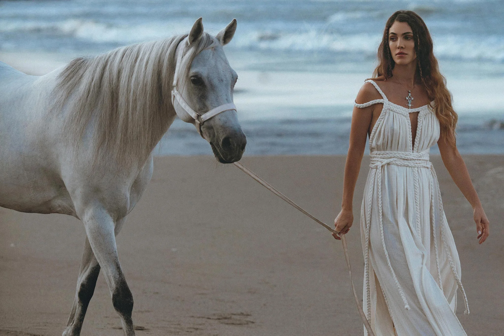 Off-White Greek Goddess Boho Wedding Dress - Image 4