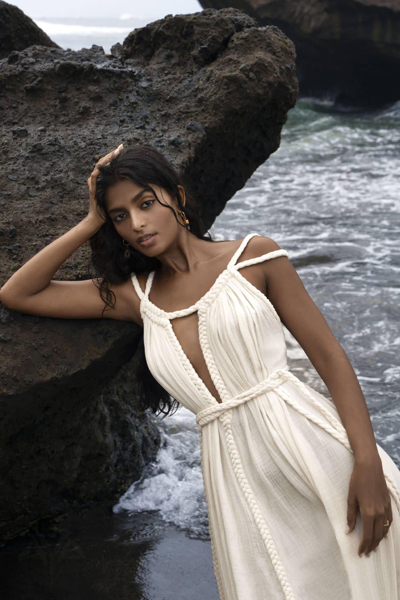 Off-White Greek Goddess Boho Wedding Dress - Image 7