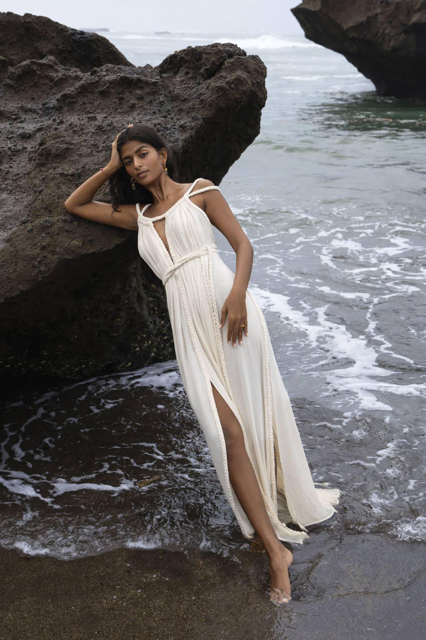 Off-White Greek Goddess Boho Wedding Dress - Image 8