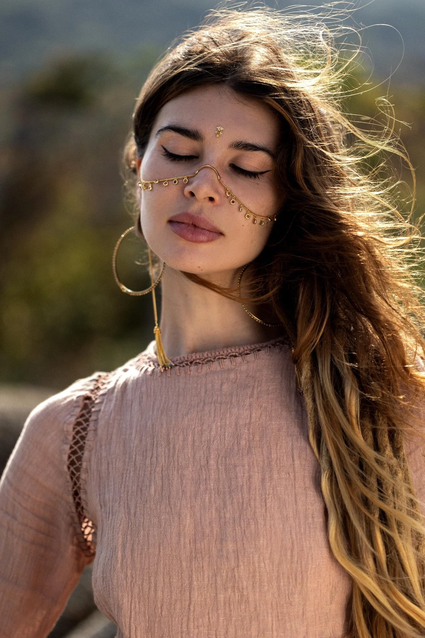 New Mandara Linen Maxi Dress Desert Rose Clay , Long Sleeve Backless · Flowing Bohemian Silhouette - Image 2