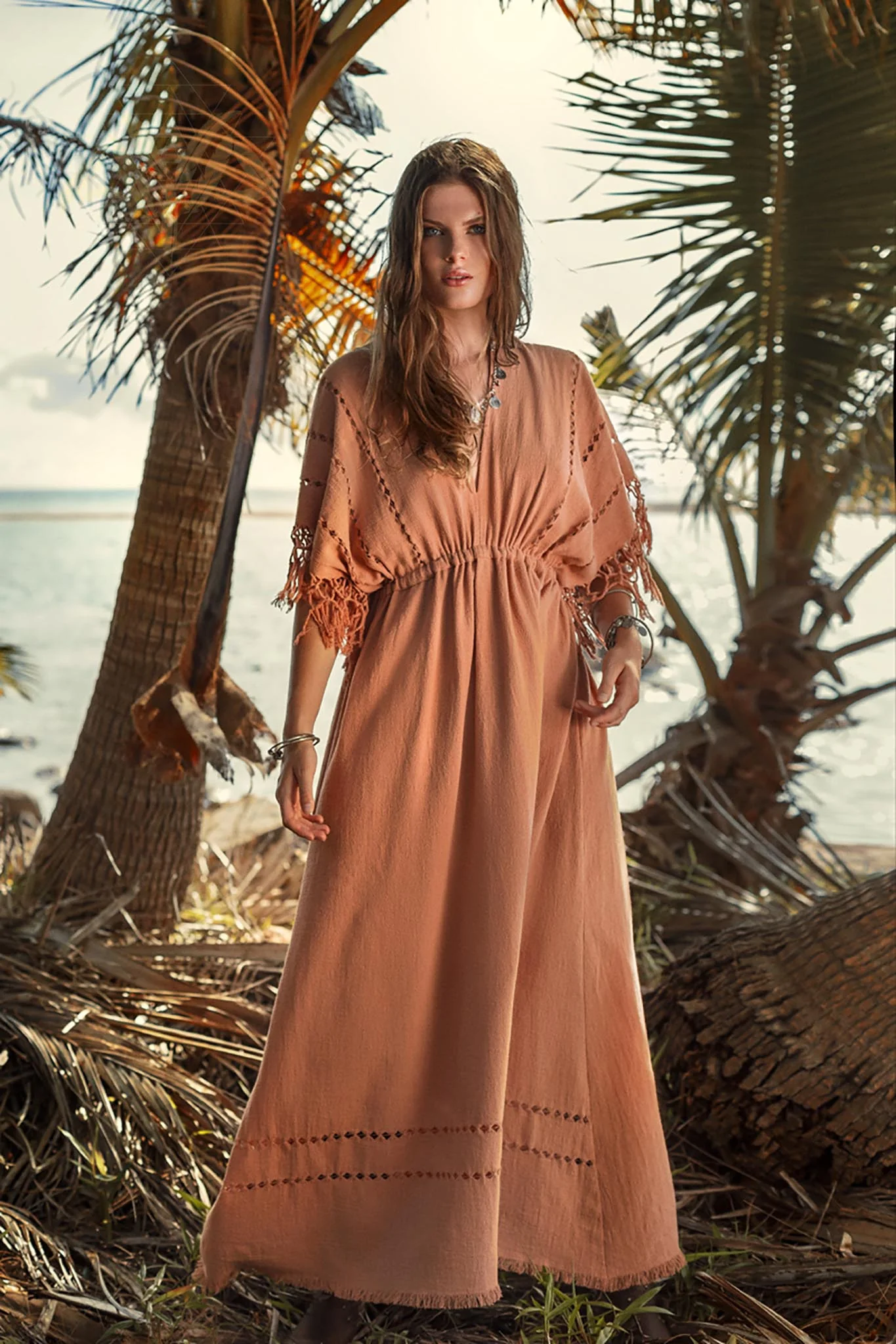 Dusty Pink Boho Dress • Boho Goddess Dress • Maxi Bridesmaid Dress - Image 5