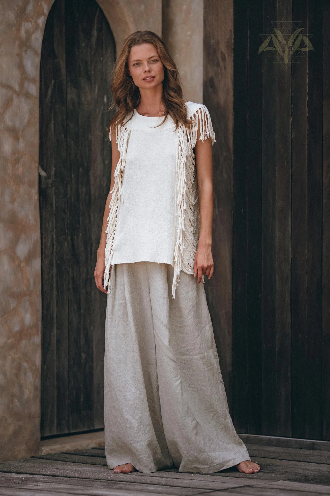 Off-White Bohemian Top with Tassels Sides - Image 6