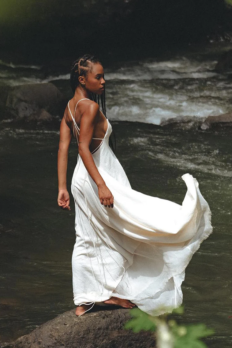 Off White Padma Dress • Linen Cotton Wedding Dress • Boho Beach Dress