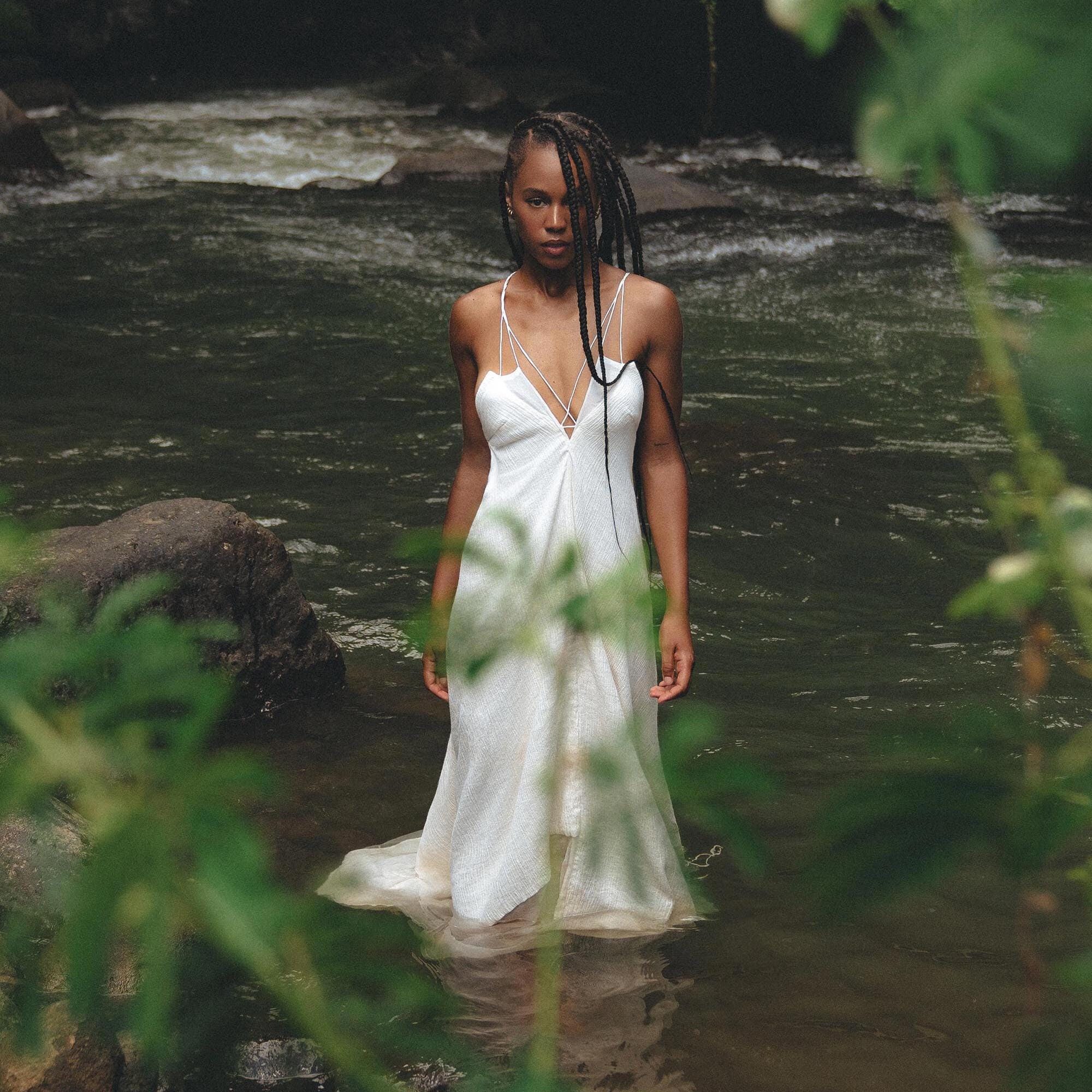 Off White Padma Dress • Linen Cotton Wedding Dress • Boho Beach Dress - Image 12