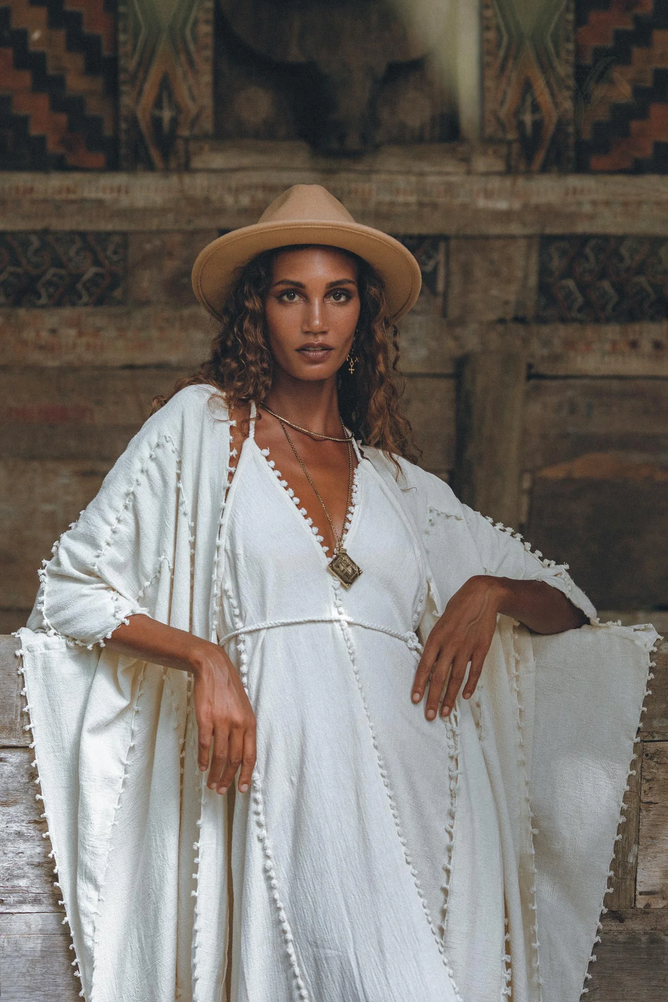 Off-White Boho Beach Wedding Dress • Bohemian Homespun Cotton Dress - Image 3