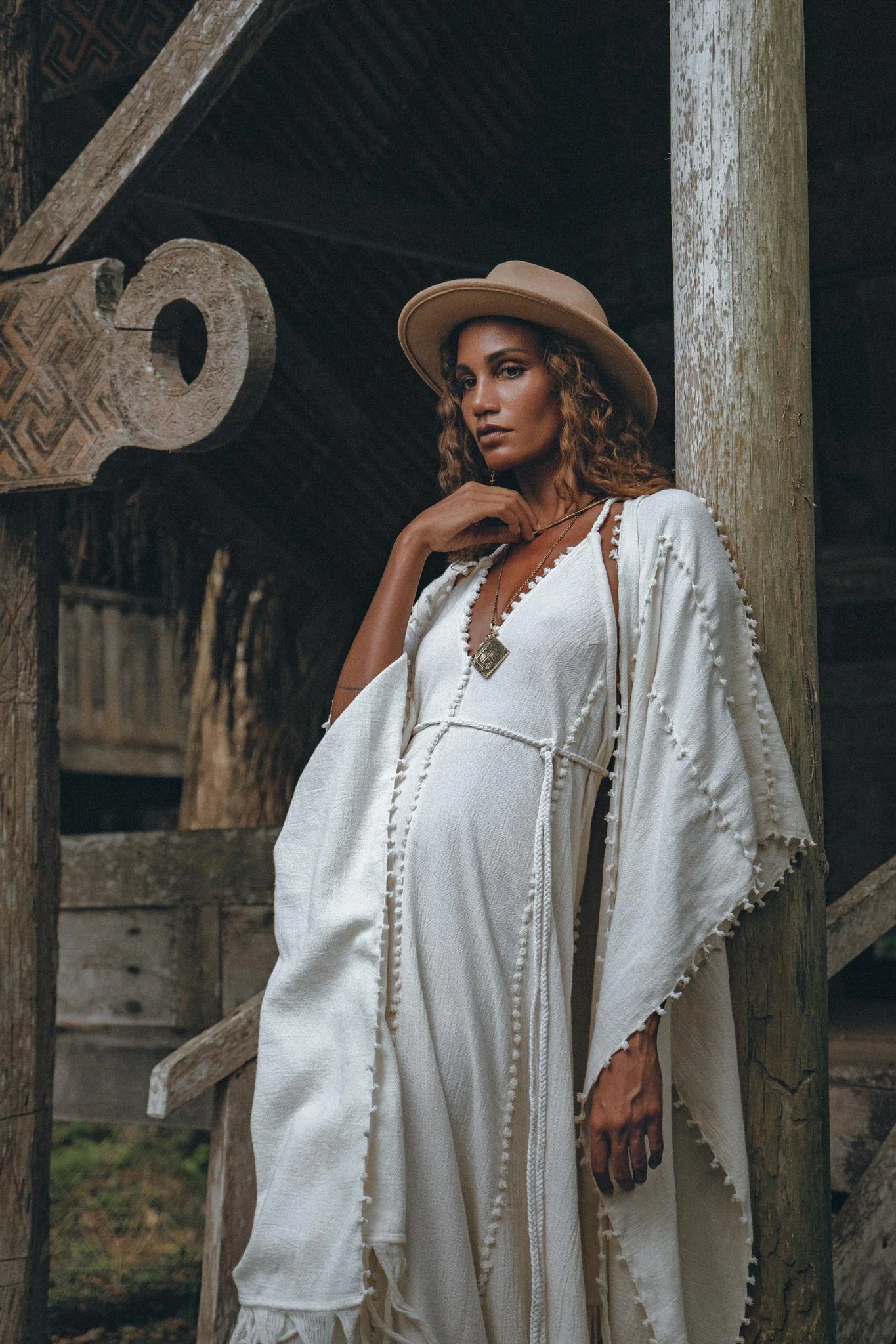 Off-White Boho Beach Wedding Dress • Bohemian Homespun Cotton Dress - Image 4