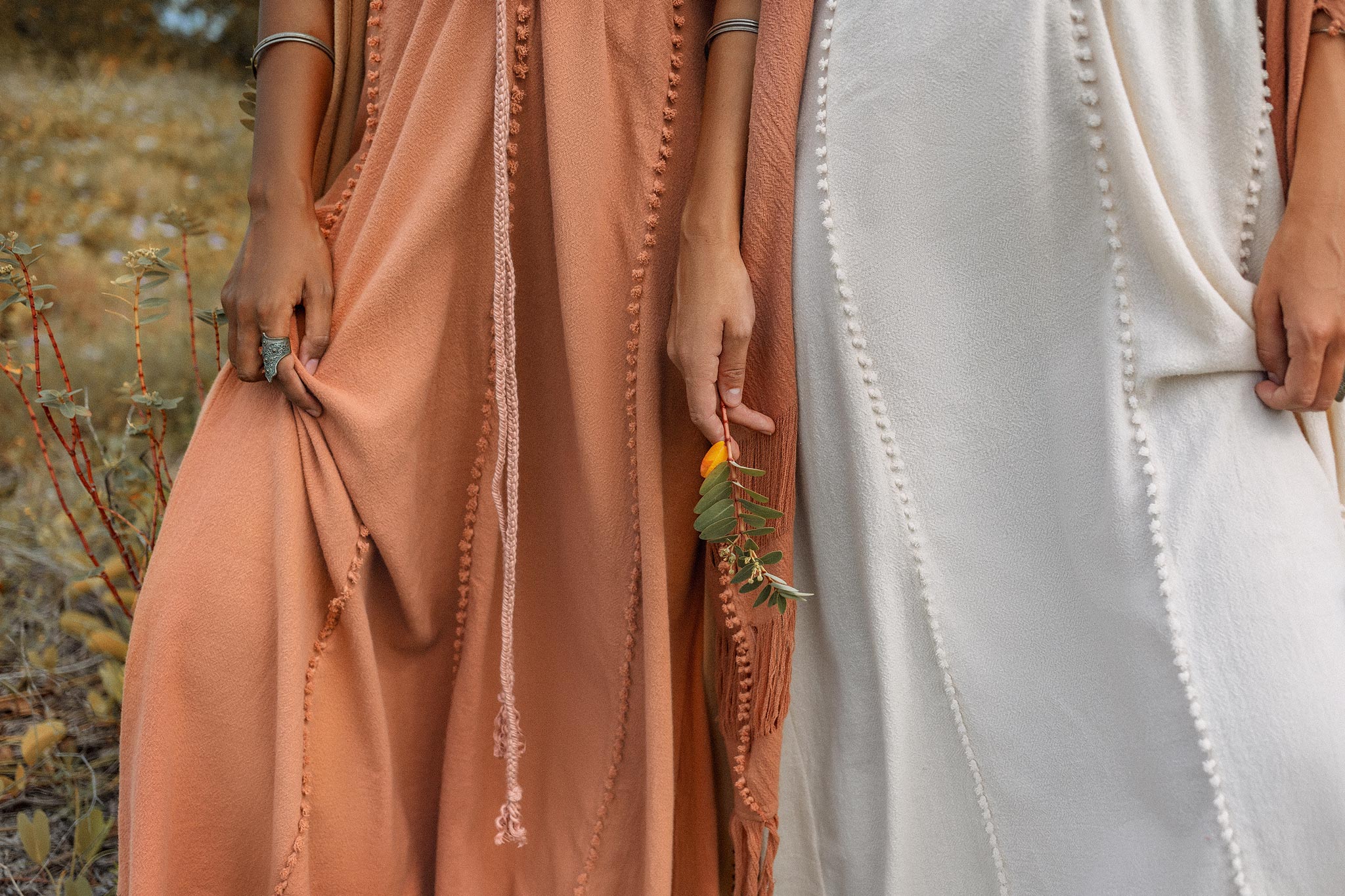Off-White Boho Beach Wedding Dress • Bohemian Homespun Cotton Dress - Image 8