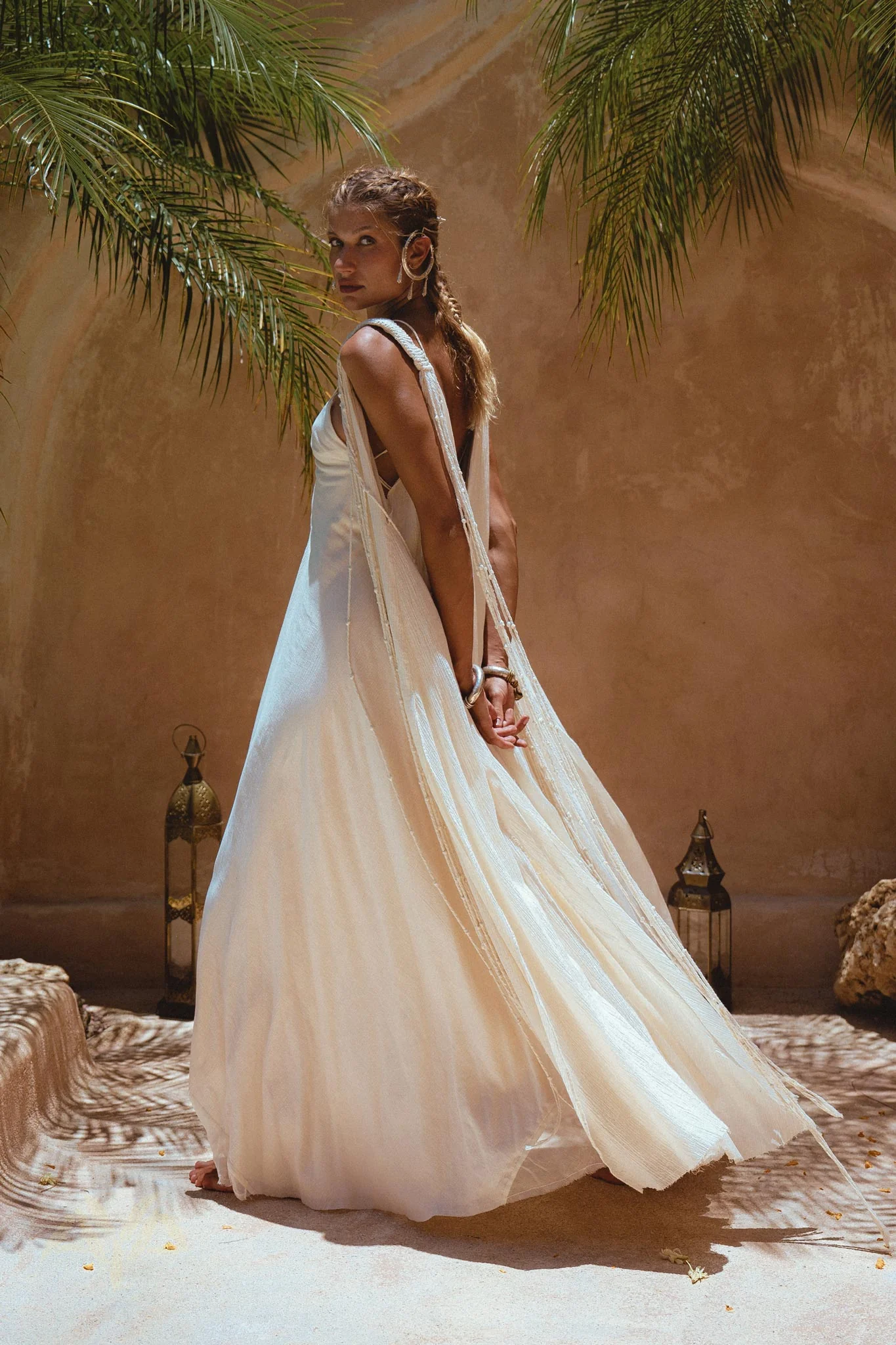 Off White Athena Cape • Bohemian Macrame Robe for Women • Boho Braided Cape Dress - Image 5