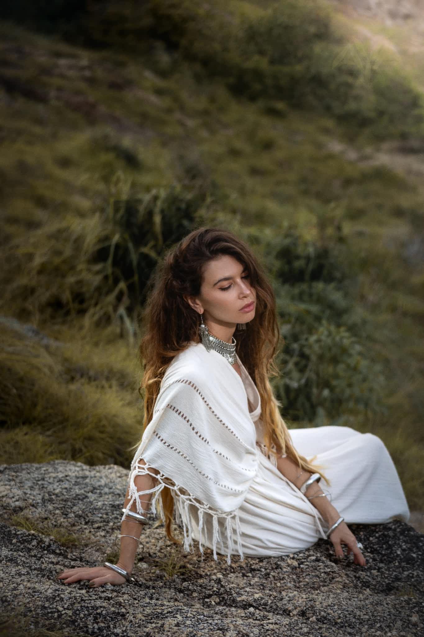 Off-White Boho Dress • Boho Goddess Dress • Maxi Bridesmaid Dress - Image 10