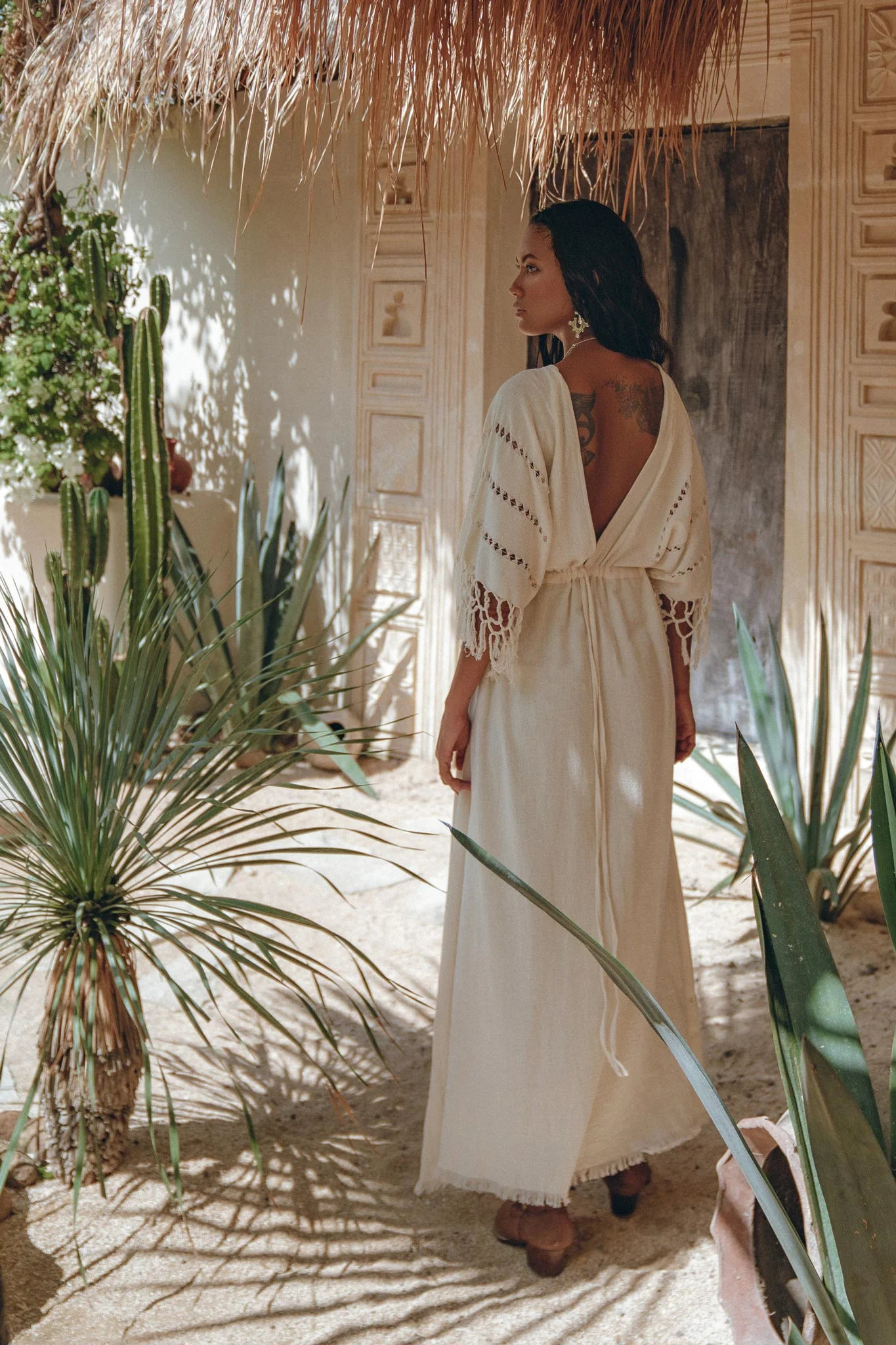 Off-White Boho Dress • Boho Goddess Dress • Maxi Bridesmaid Dress - Image 8