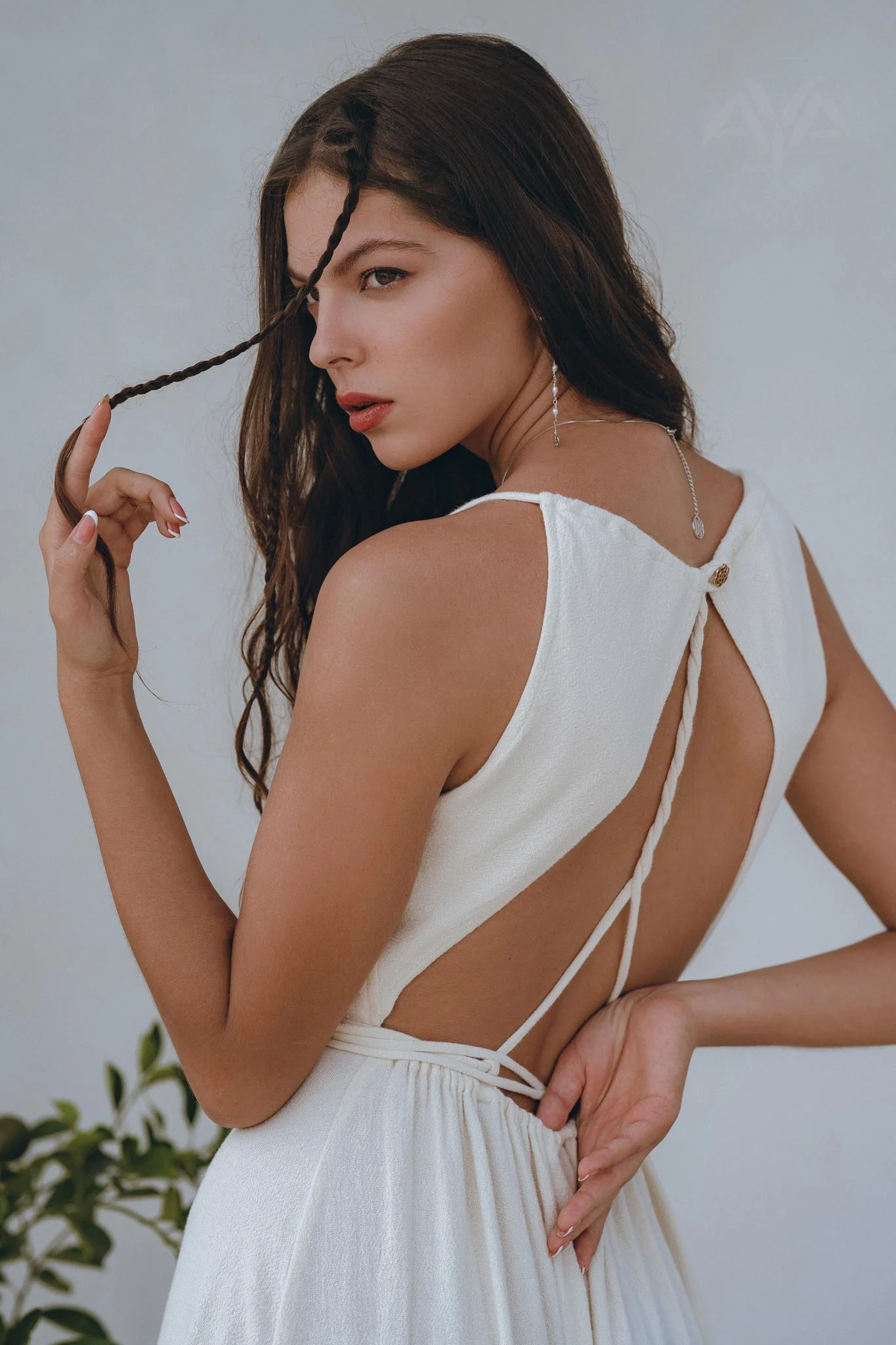 Off-White Simple Boho Wedding Dress - Image 4