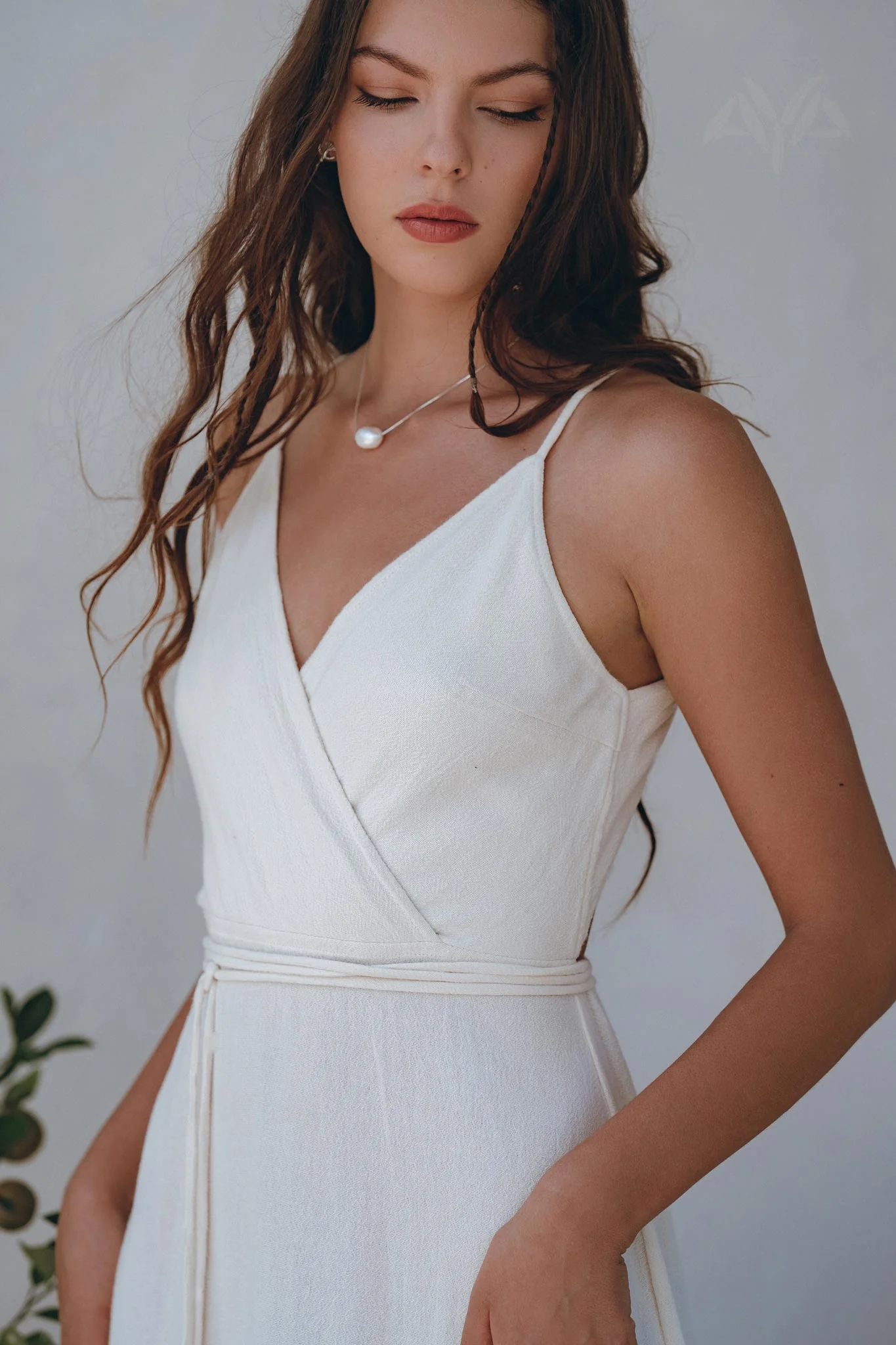 Off-White Simple Boho Wedding Dress - Image 7