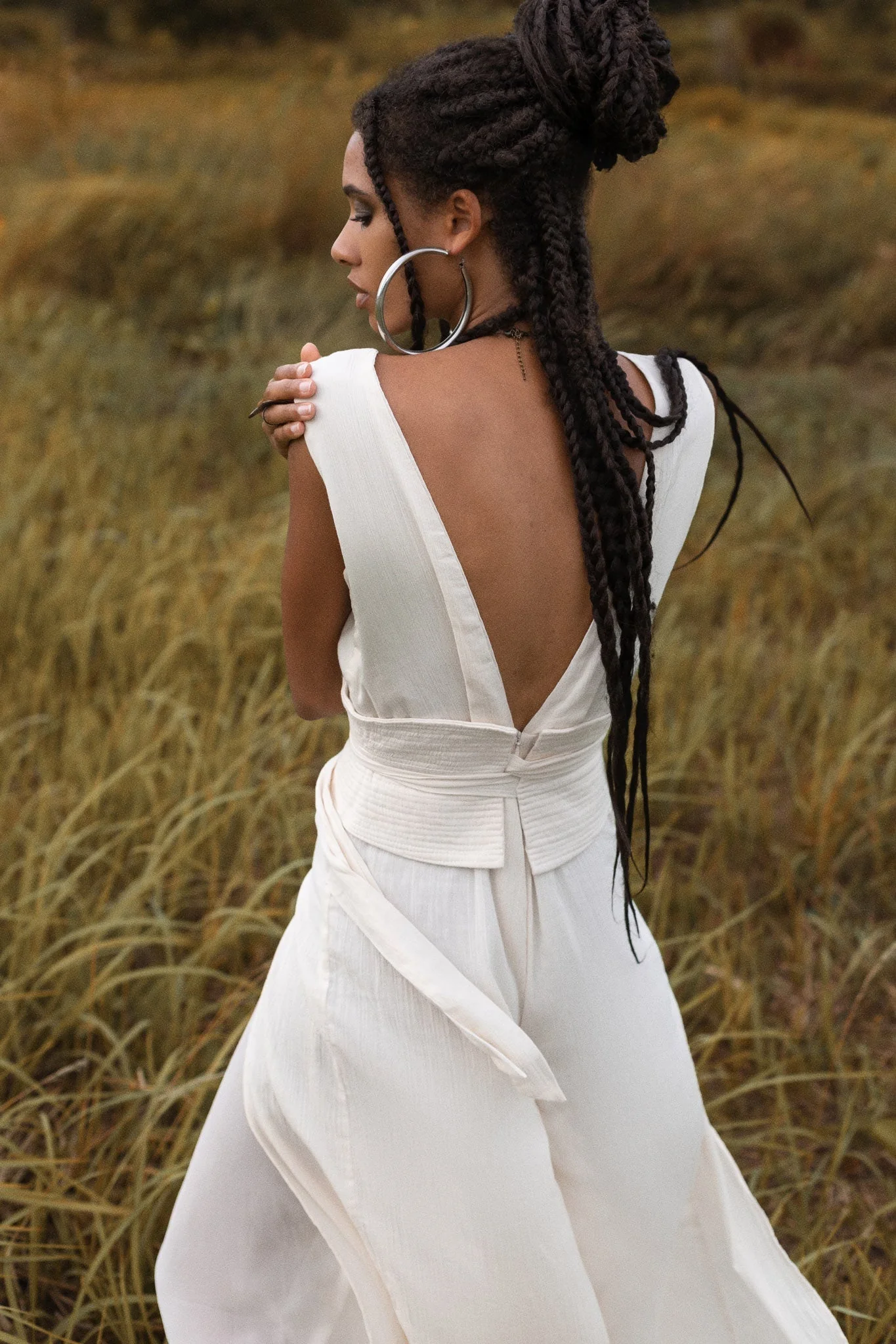 Women's Elegant Off-White Jumpsuit | Organic Cotton & Ahimsa Silk Romper - Image 7