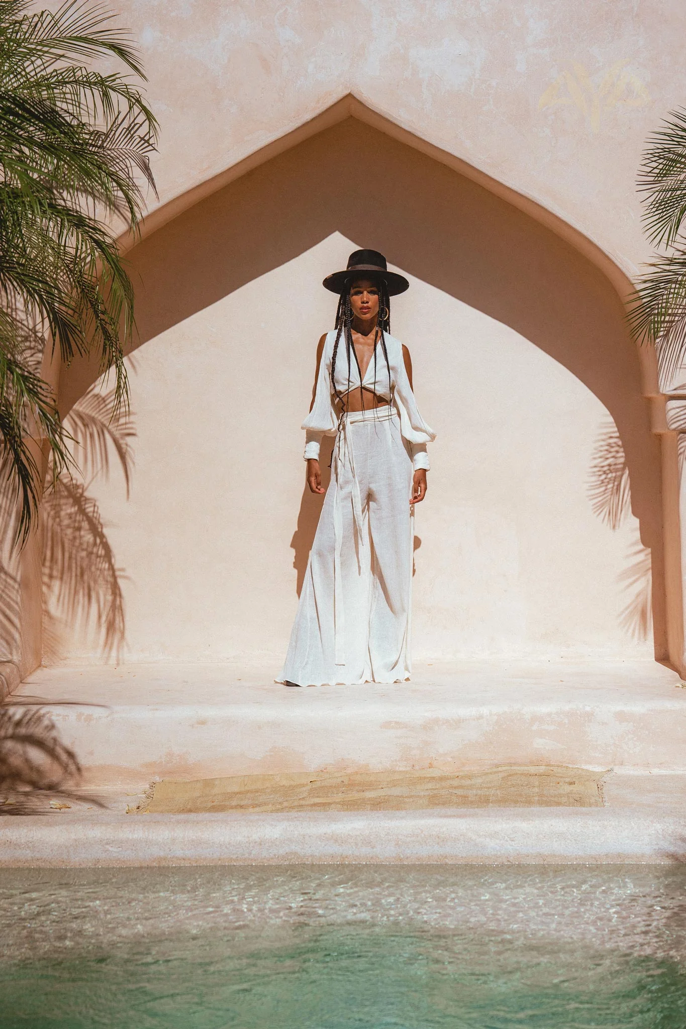 Off-White Ambrosia Set Top and Pants • Organic Boho Top & Trousers for Women - Image 3