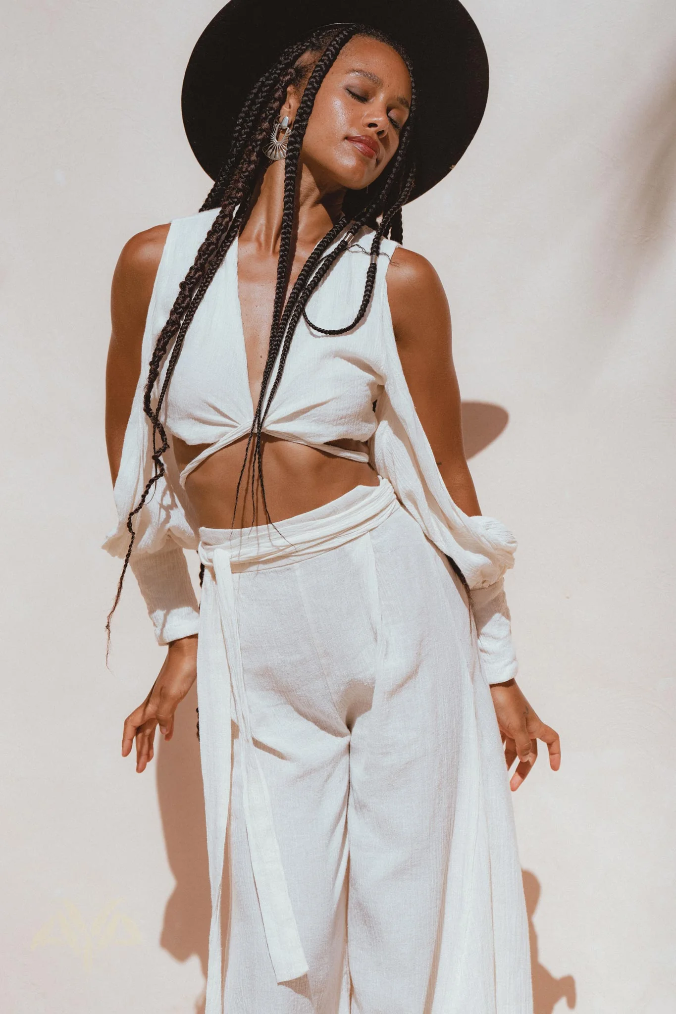 Off-White Ambrosia Set Top and Pants • Organic Boho Top & Trousers for Women - Image 4