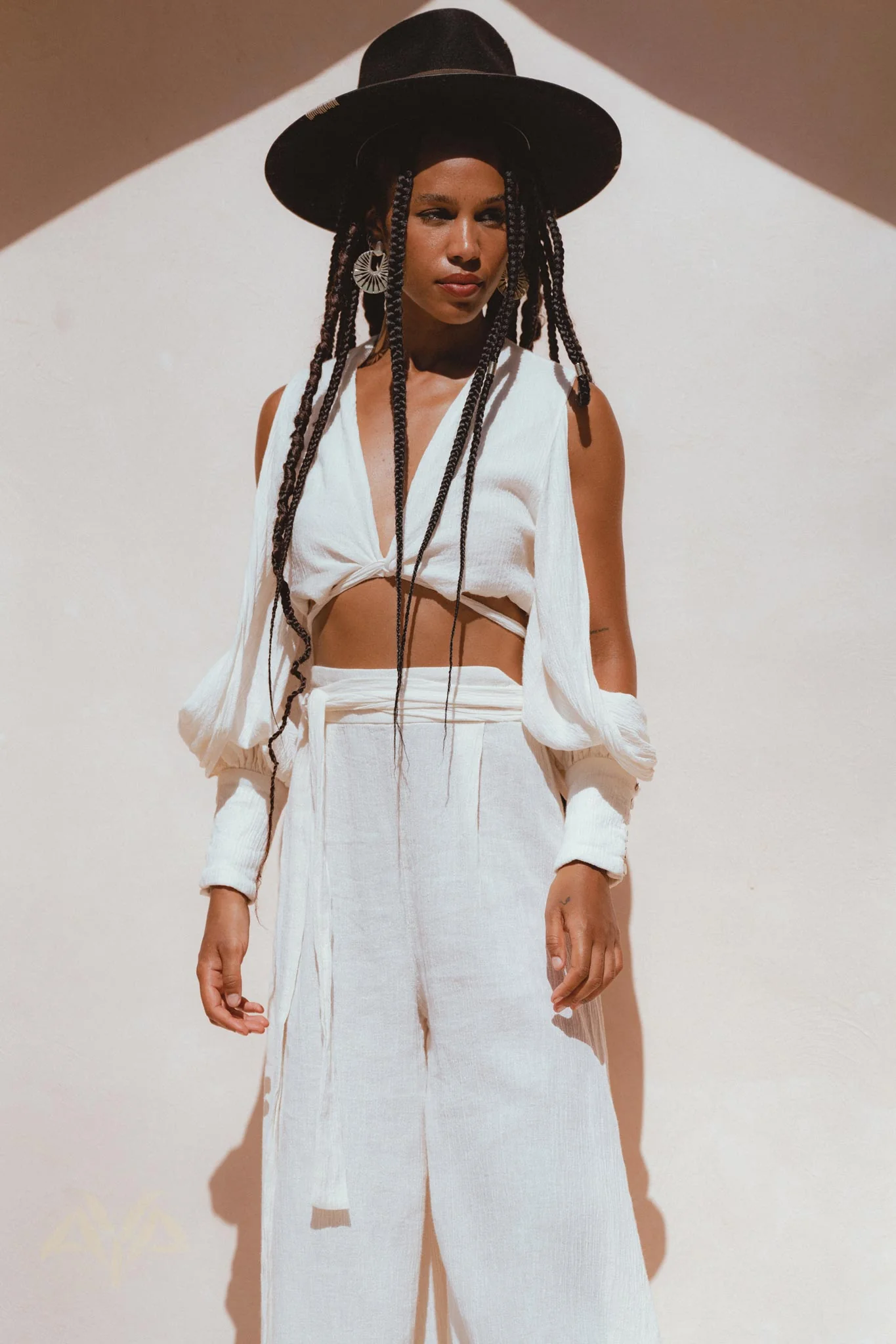 Off-White Ambrosia Set Top and Pants • Organic Boho Top & Trousers for Women - Image 5