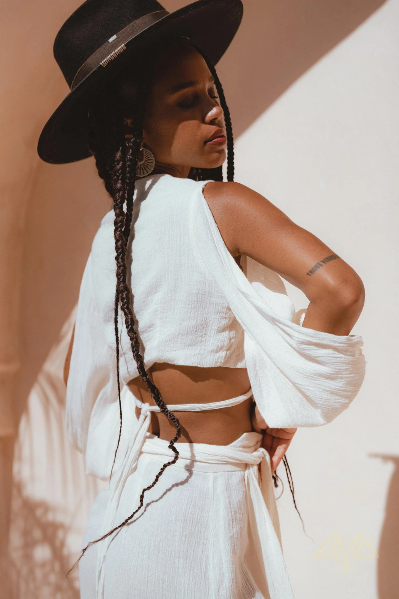 Off-White Ambrosia Set Top and Pants • Organic Boho Top & Trousers for Women - Image 7