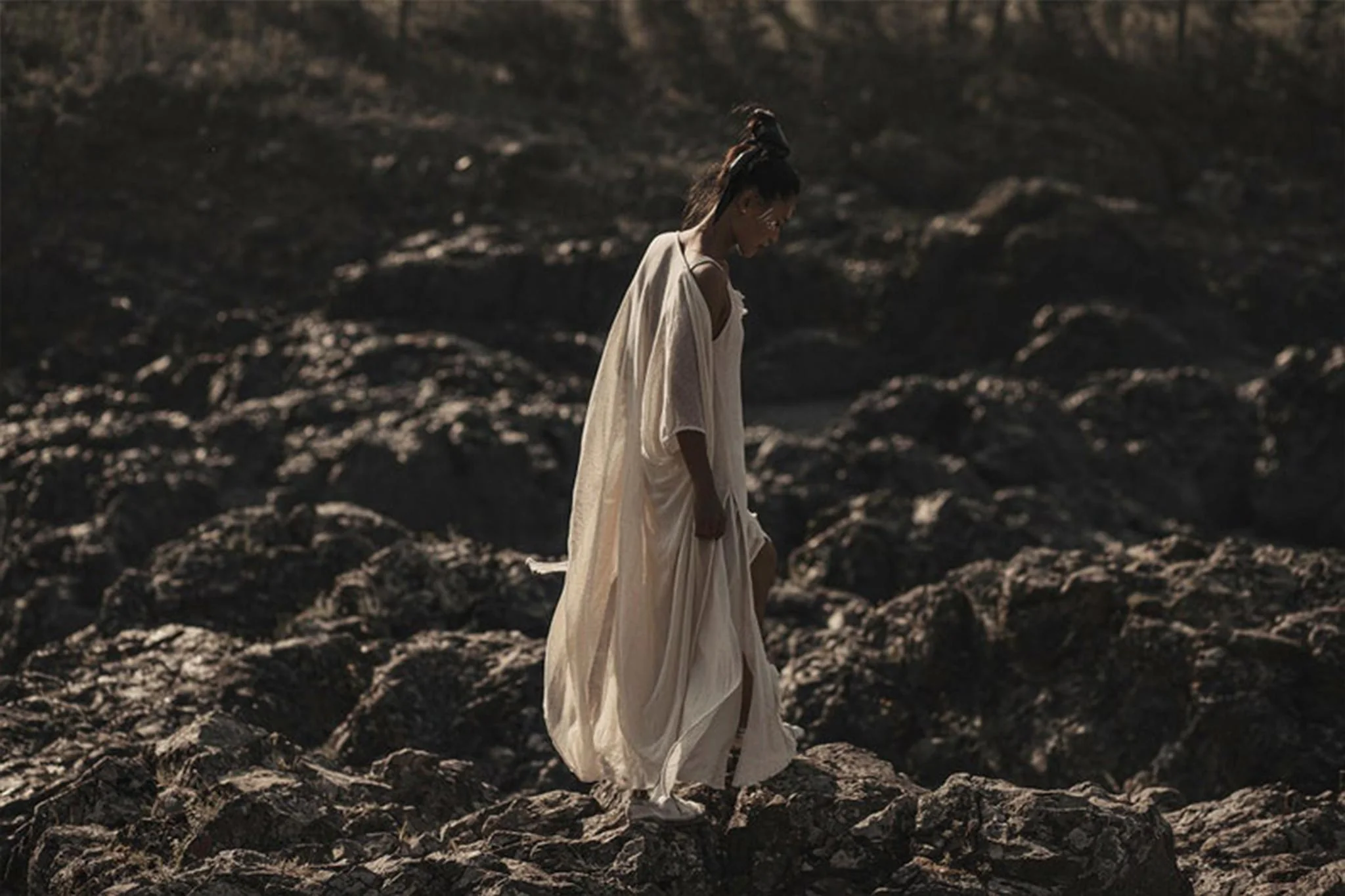 Off-White Cotton Boho Kimono Cover-up • Bridal Cape • Poncho Robe - Image 3
