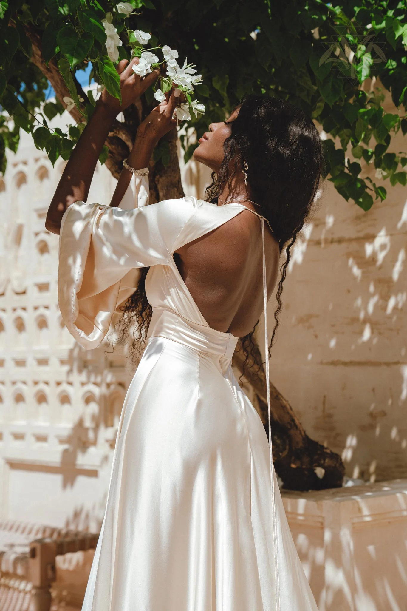 Vanilla Cream Sundari Silk Gown • Boho Open Back Fairy Tale Dress • Boho Bridal Dress - Image 4
