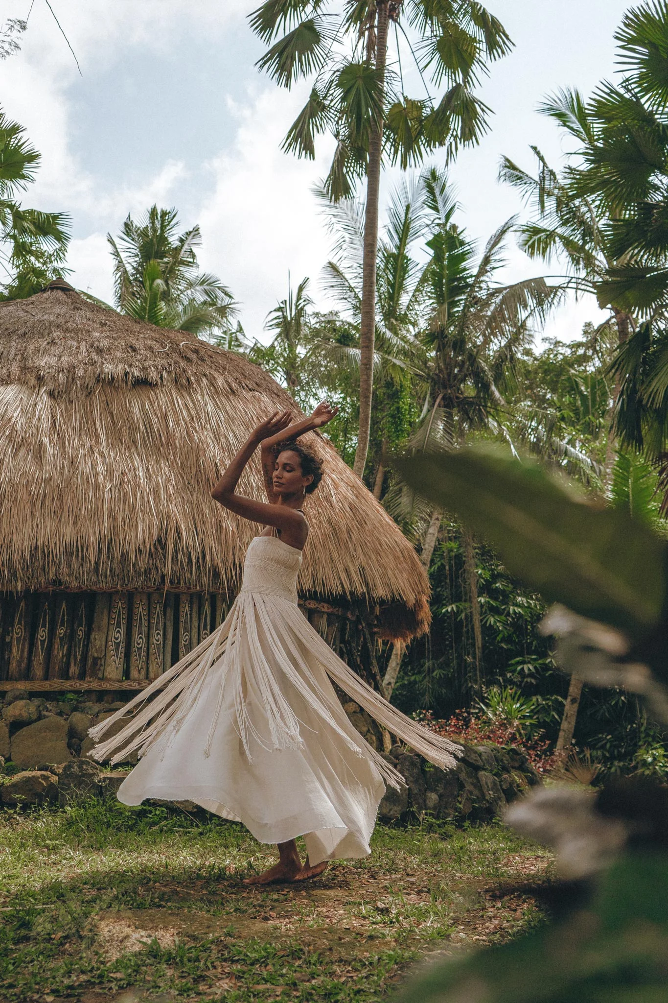 Off-White Tribal Goddess Slip Over • Ethnic Handwoven Macrame Layer Up Sheer Net - Image 2