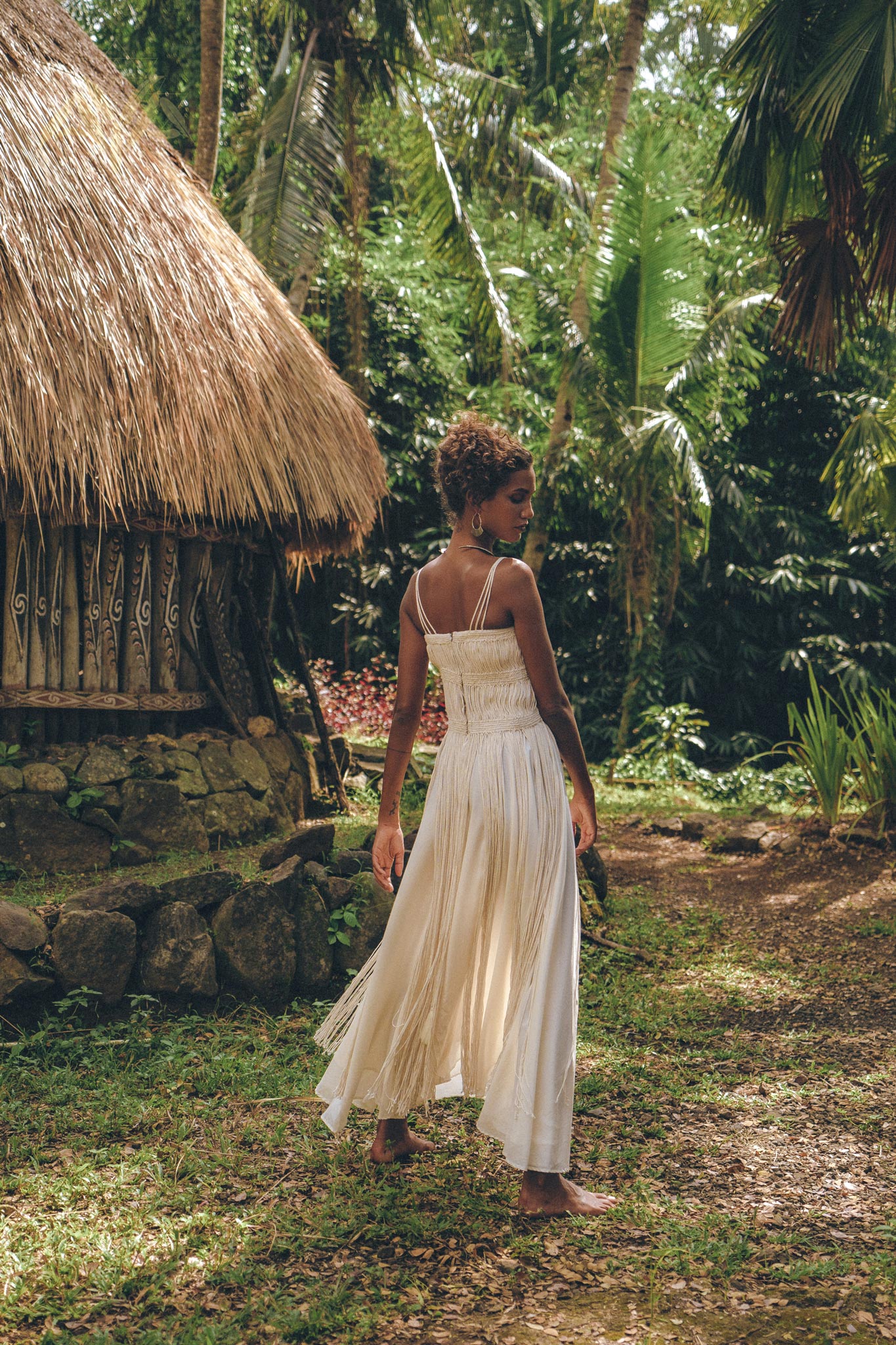 Off-White Tribal Goddess Slip Over • Ethnic Handwoven Macrame Layer Up Sheer Net - Image 4