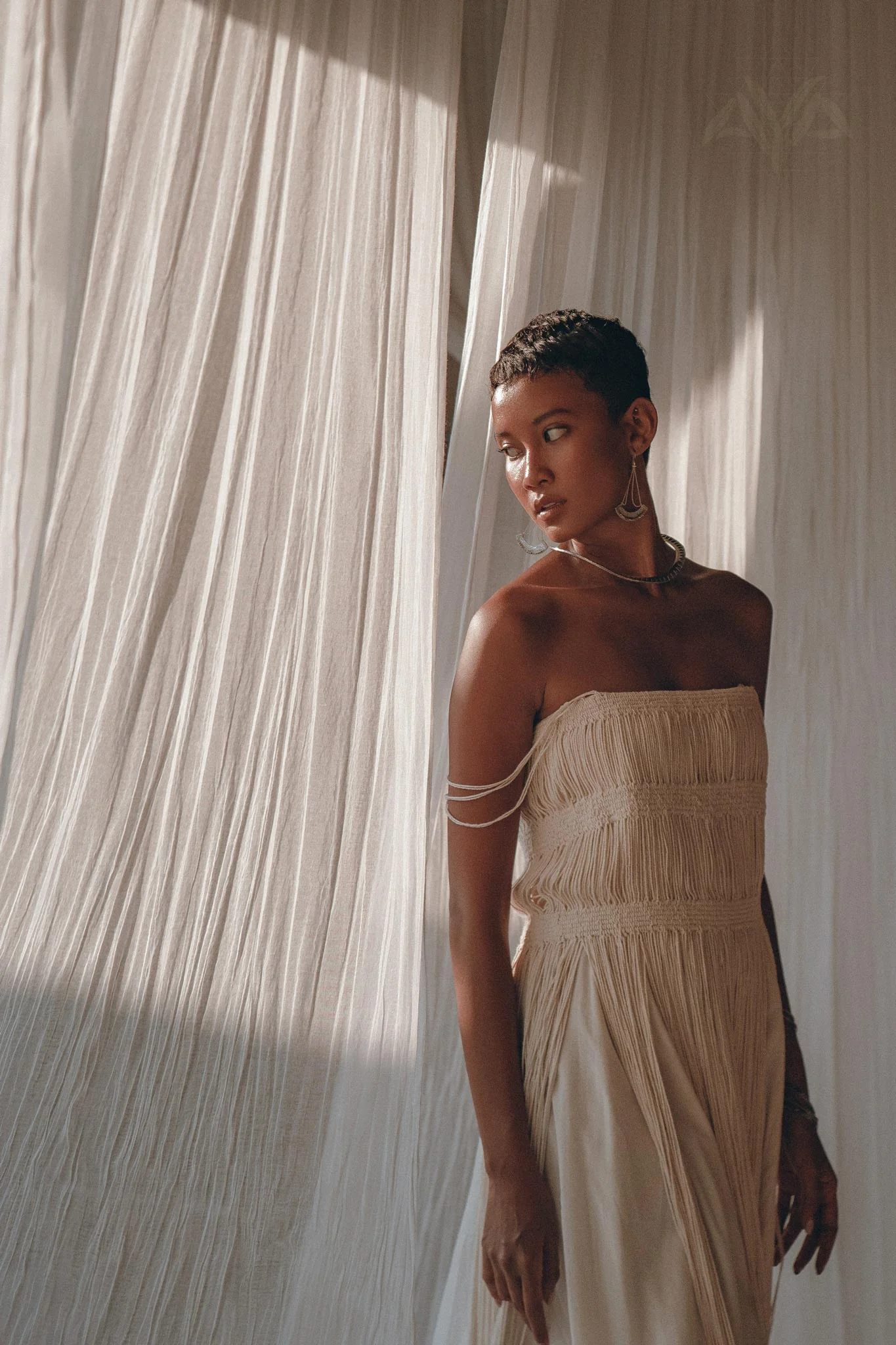 Off-White Tribal Goddess Slip Over • Ethnic Handwoven Macrame Layer Up Sheer Net - Image 6