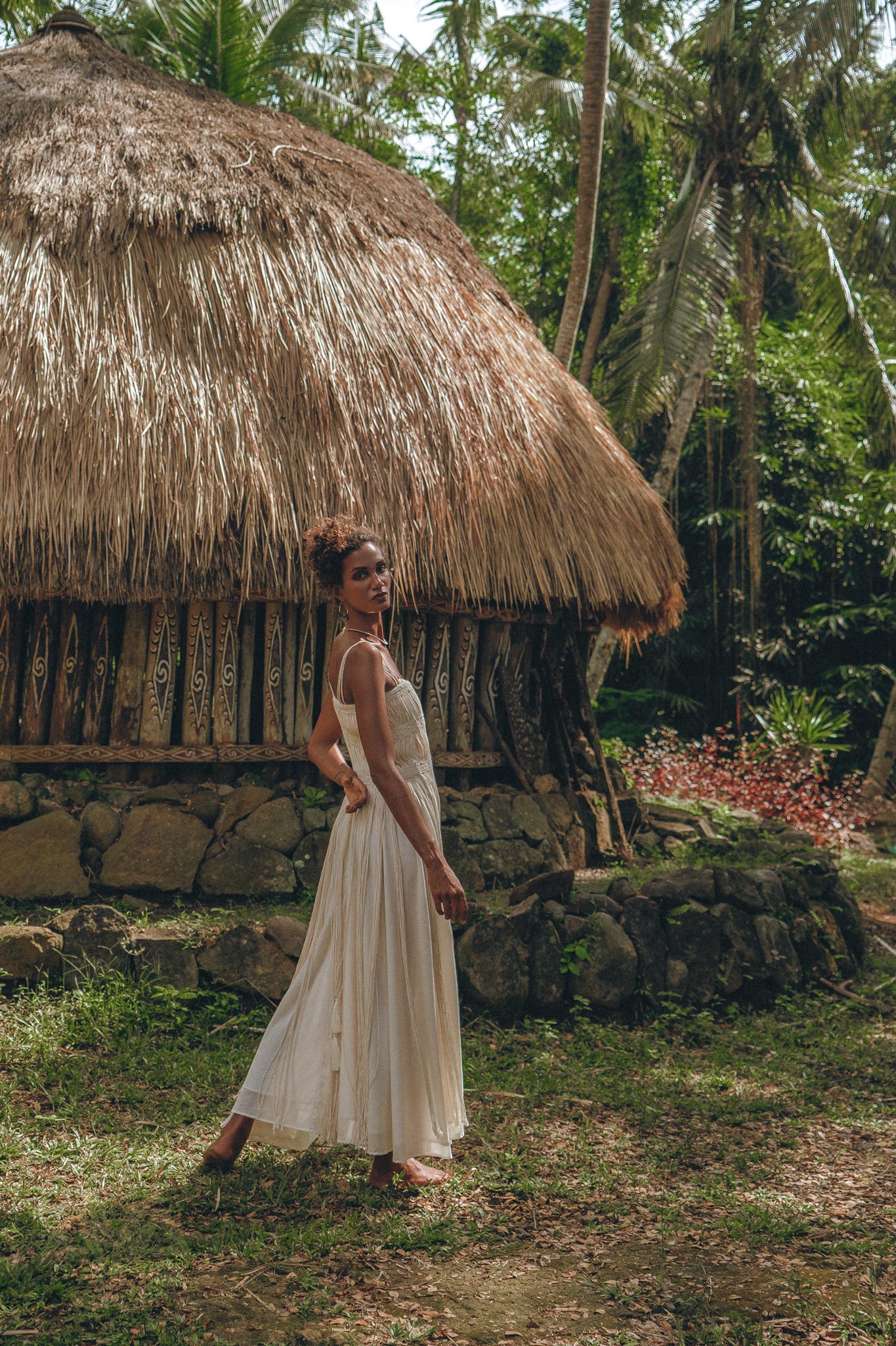 Off-White Tribal Goddess Slip Over • Ethnic Handwoven Macrame Layer Up Sheer Net - Image 8