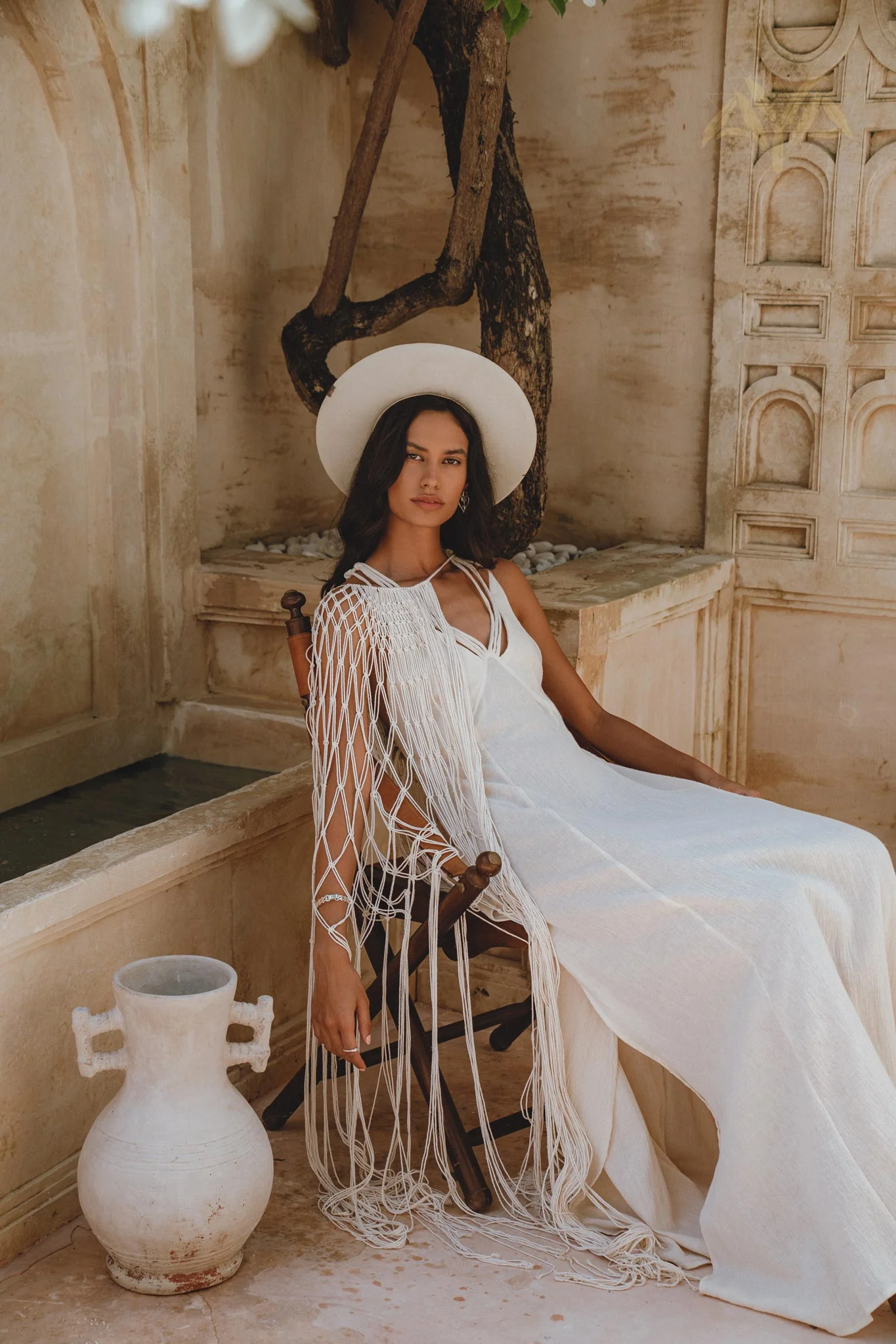 Off-White Calypso Dress • Sexy Open Macrame Back Dress • Organic Stylish Dress - Image 2