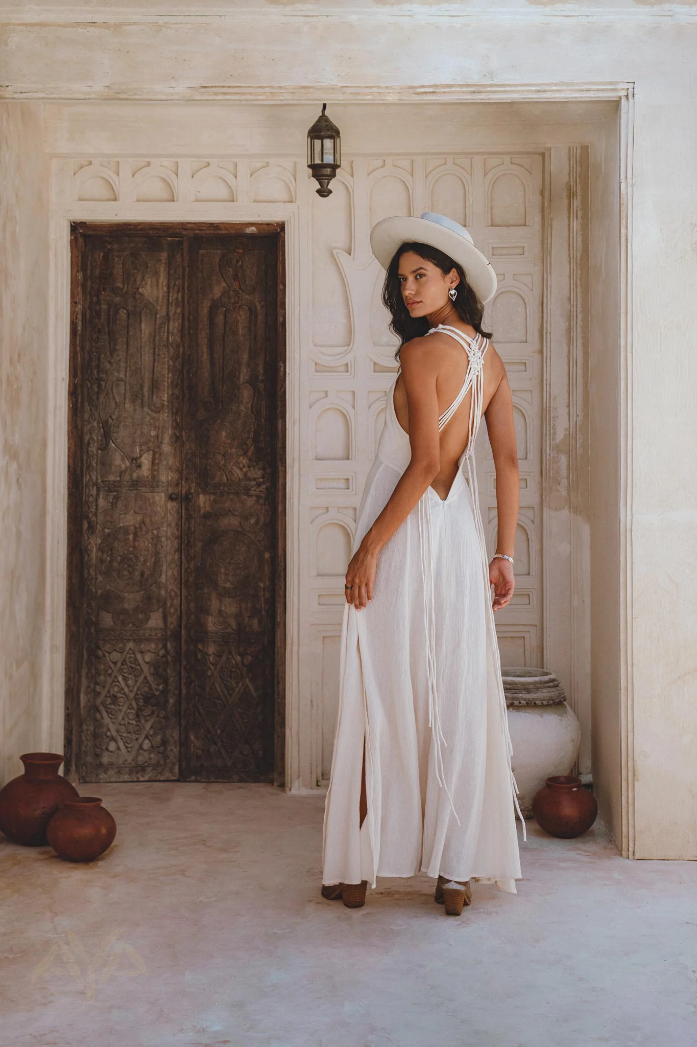 Off-White Calypso Dress • Sexy Open Macrame Back Dress • Organic Stylish Dress - Image 3