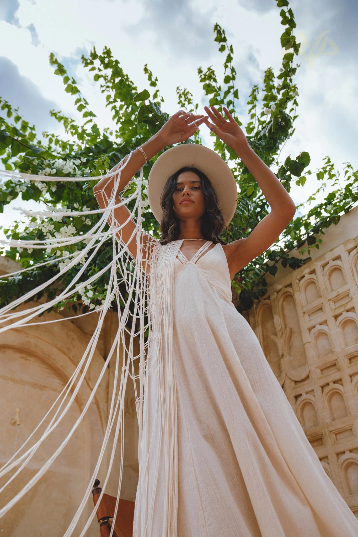 Off-White Calypso Dress • Sexy Open Macrame Back Dress • Organic Stylish Dress - Image 7