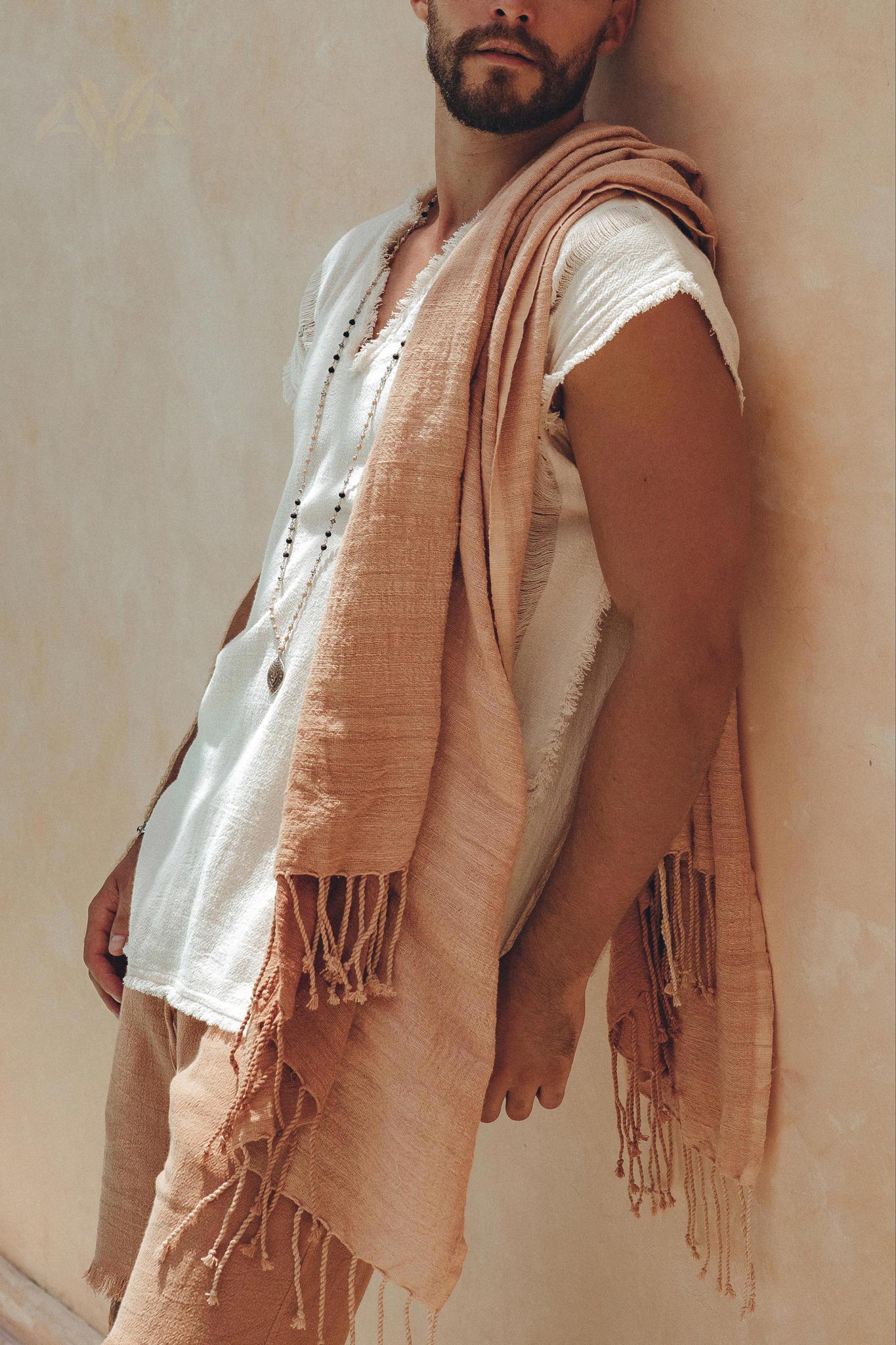Off-White Handwoven Bohemian Tee T-shirt for Men - Image 3