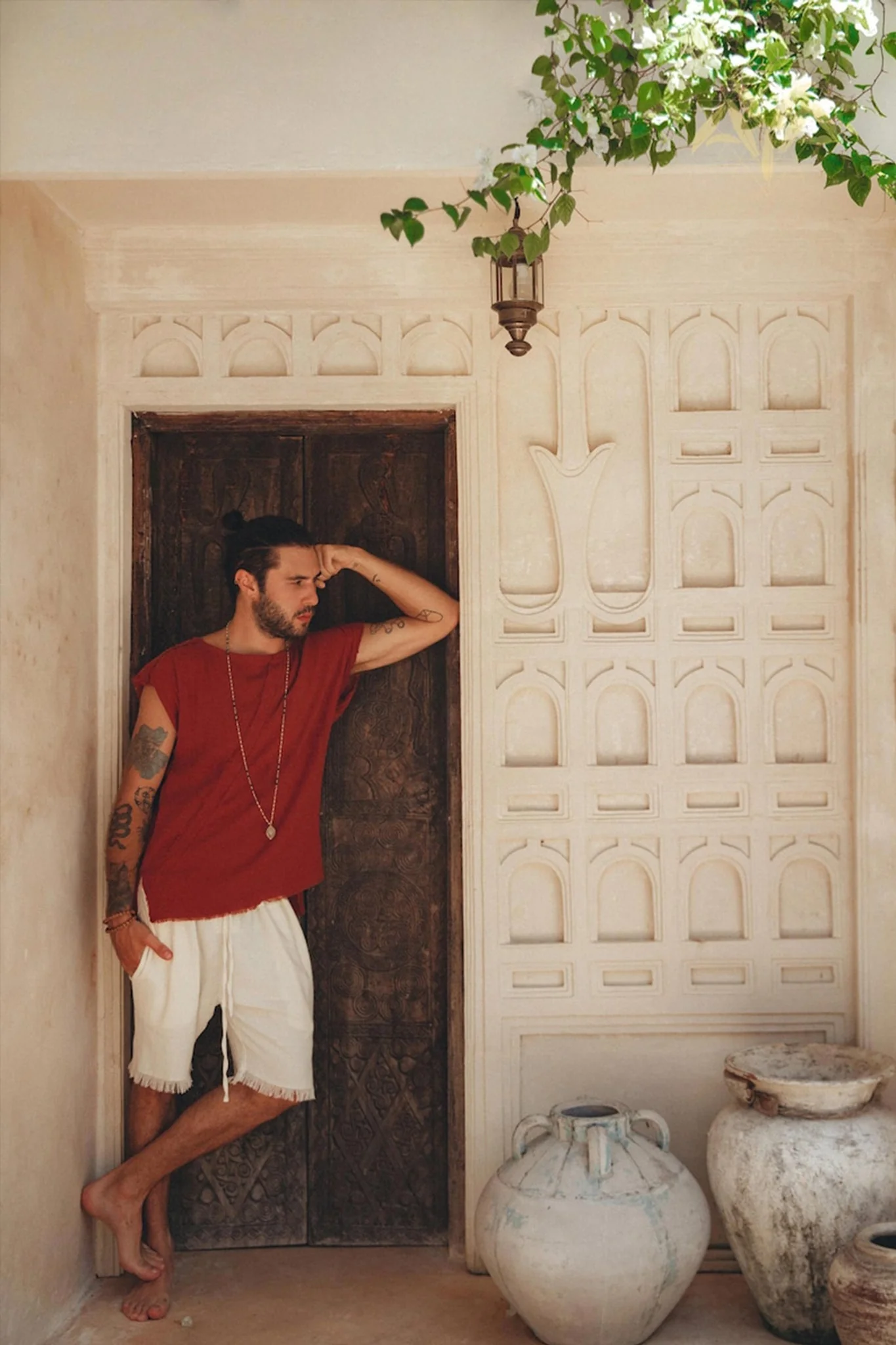 Off-White Handwoven Cotton Shorts for Men - Image 2