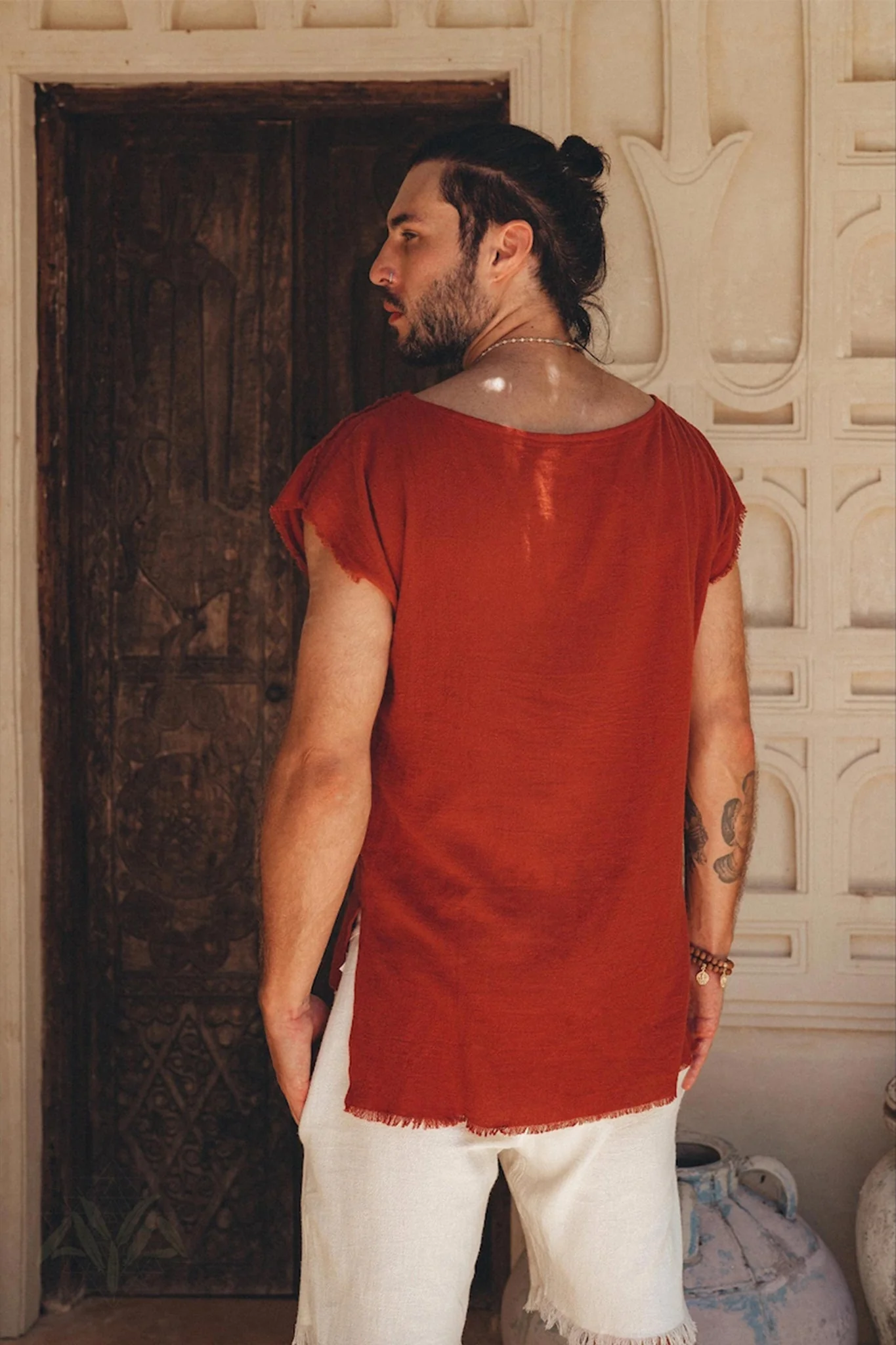 Off-White Handwoven Cotton Shorts for Men - Image 8
