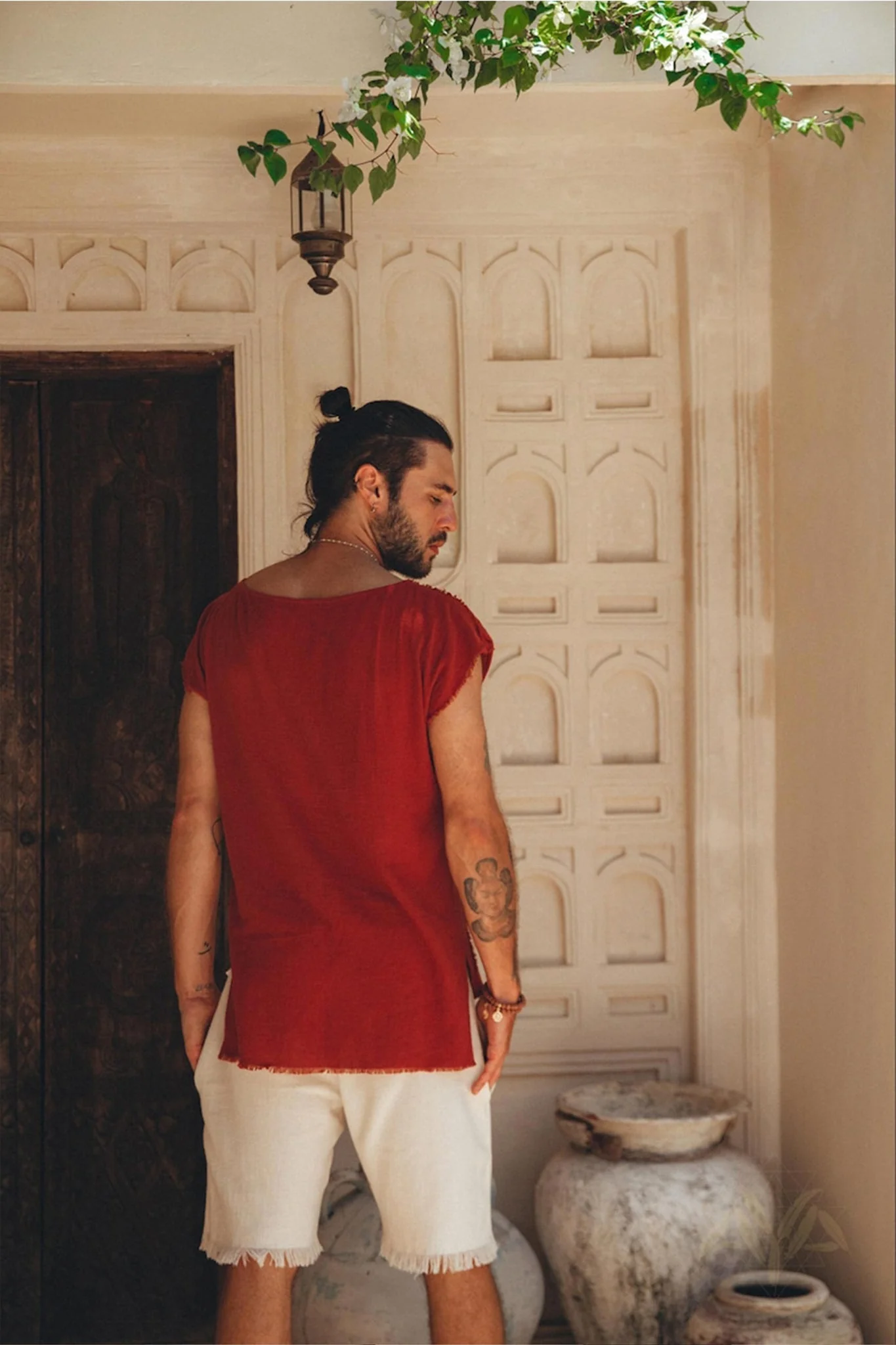 Off-White Handwoven Cotton Shorts for Men - Image 9