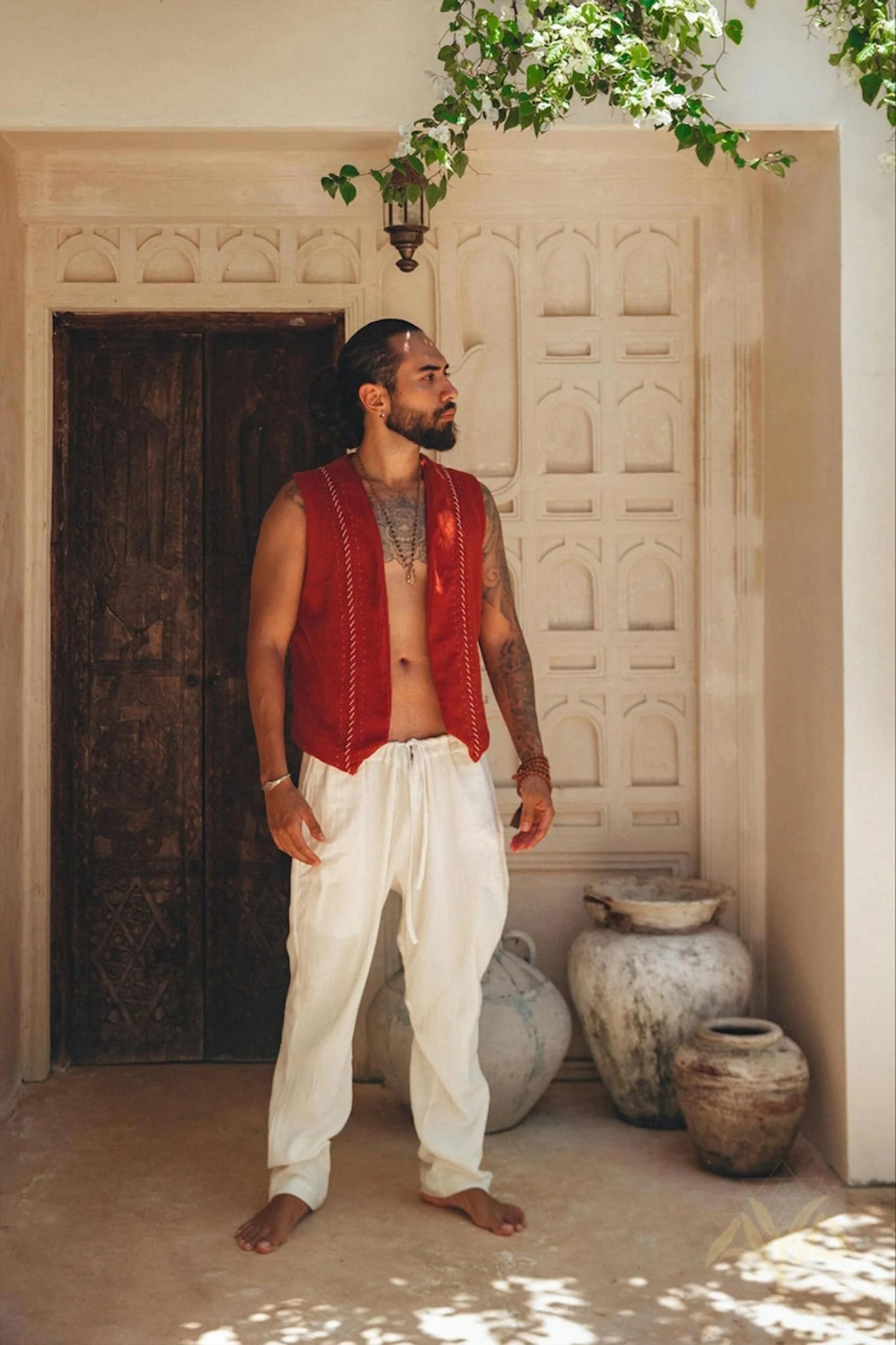 Off-White Long Cotton Pants for Men - Image 7