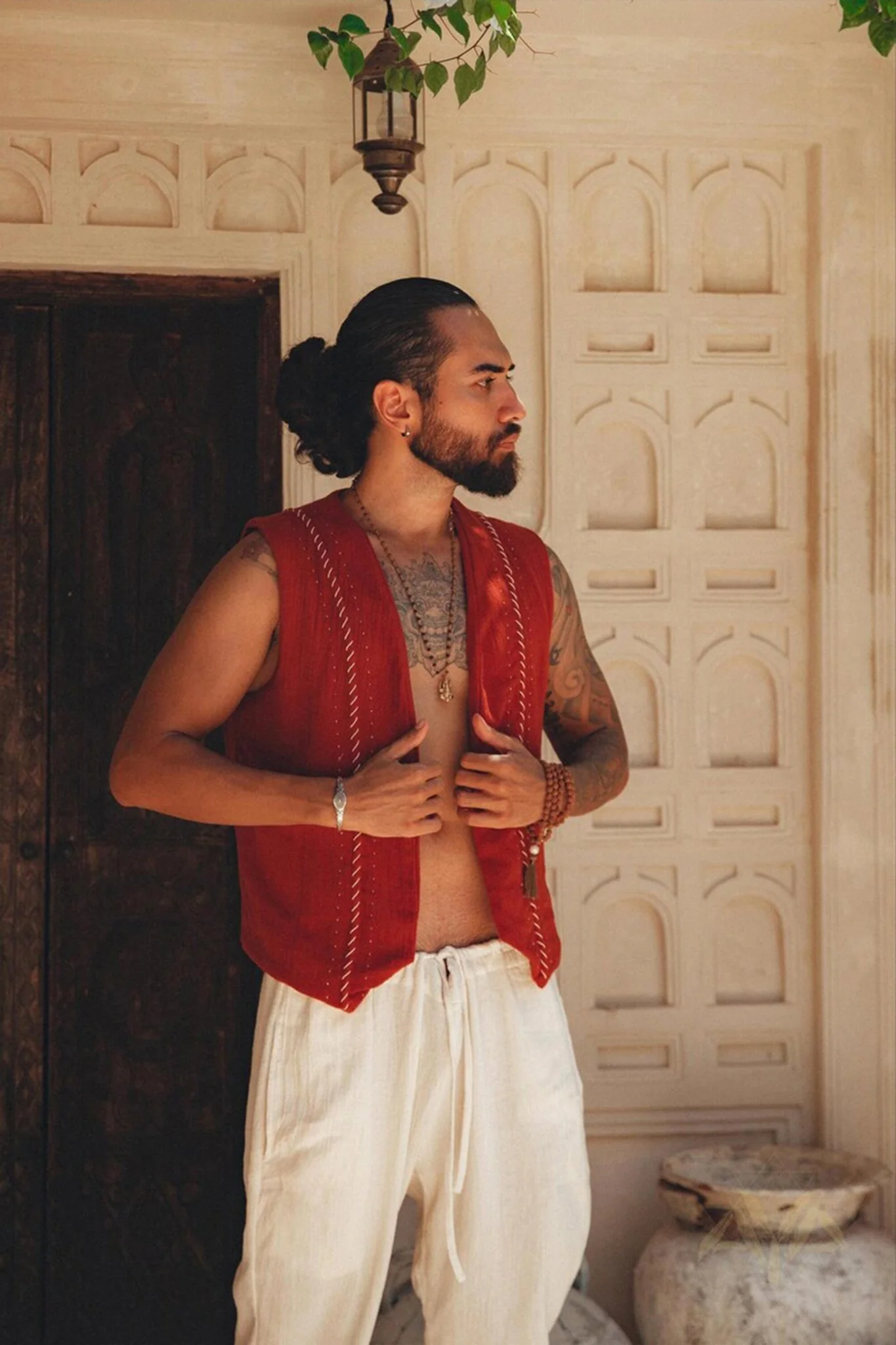 Off-White Long Cotton Pants for Men - Image 8