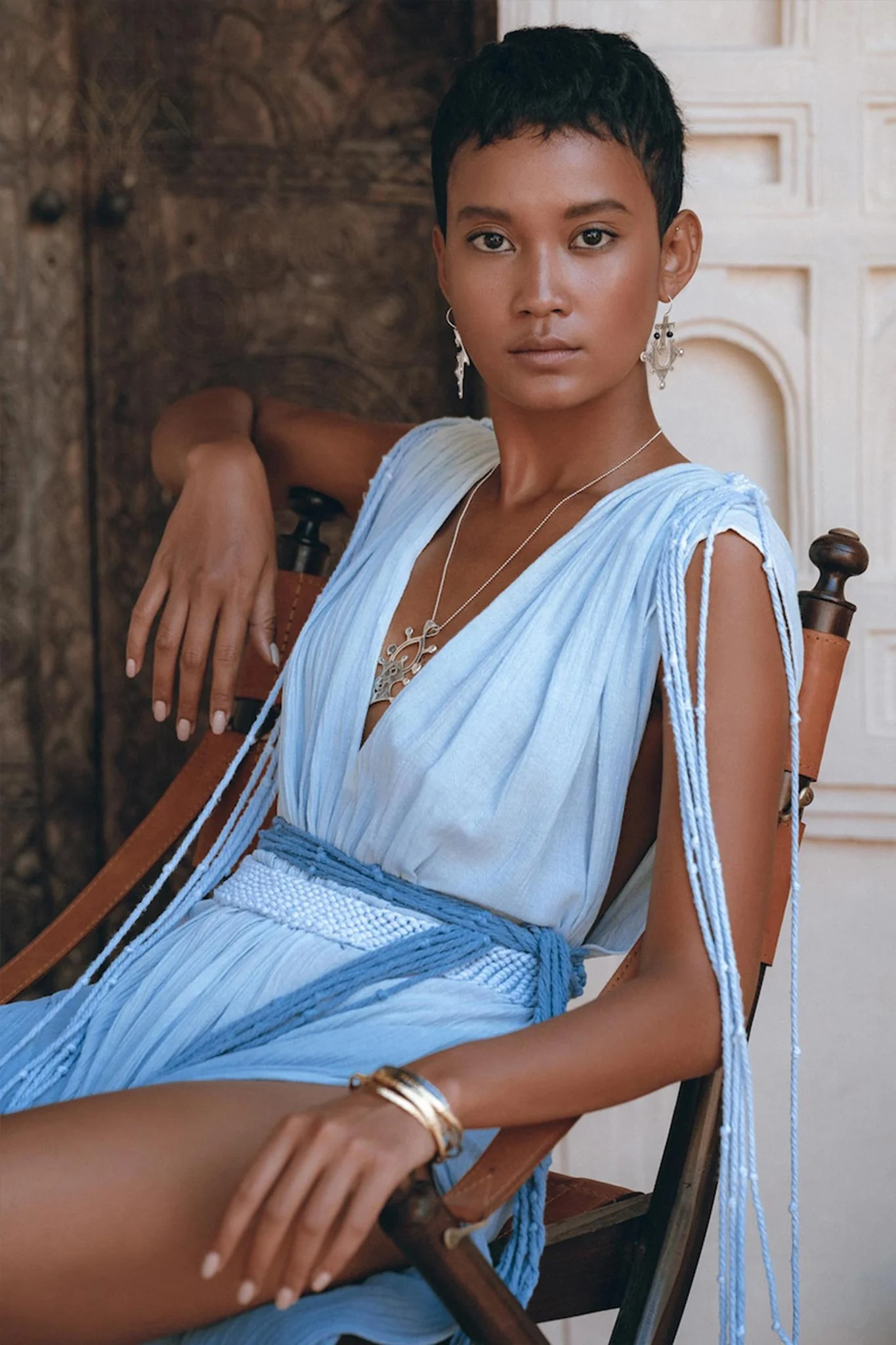 Sky Blue Ombre Dyed Dress • Boho Wedding Dress • Handmade Macrame Dress - Image 6