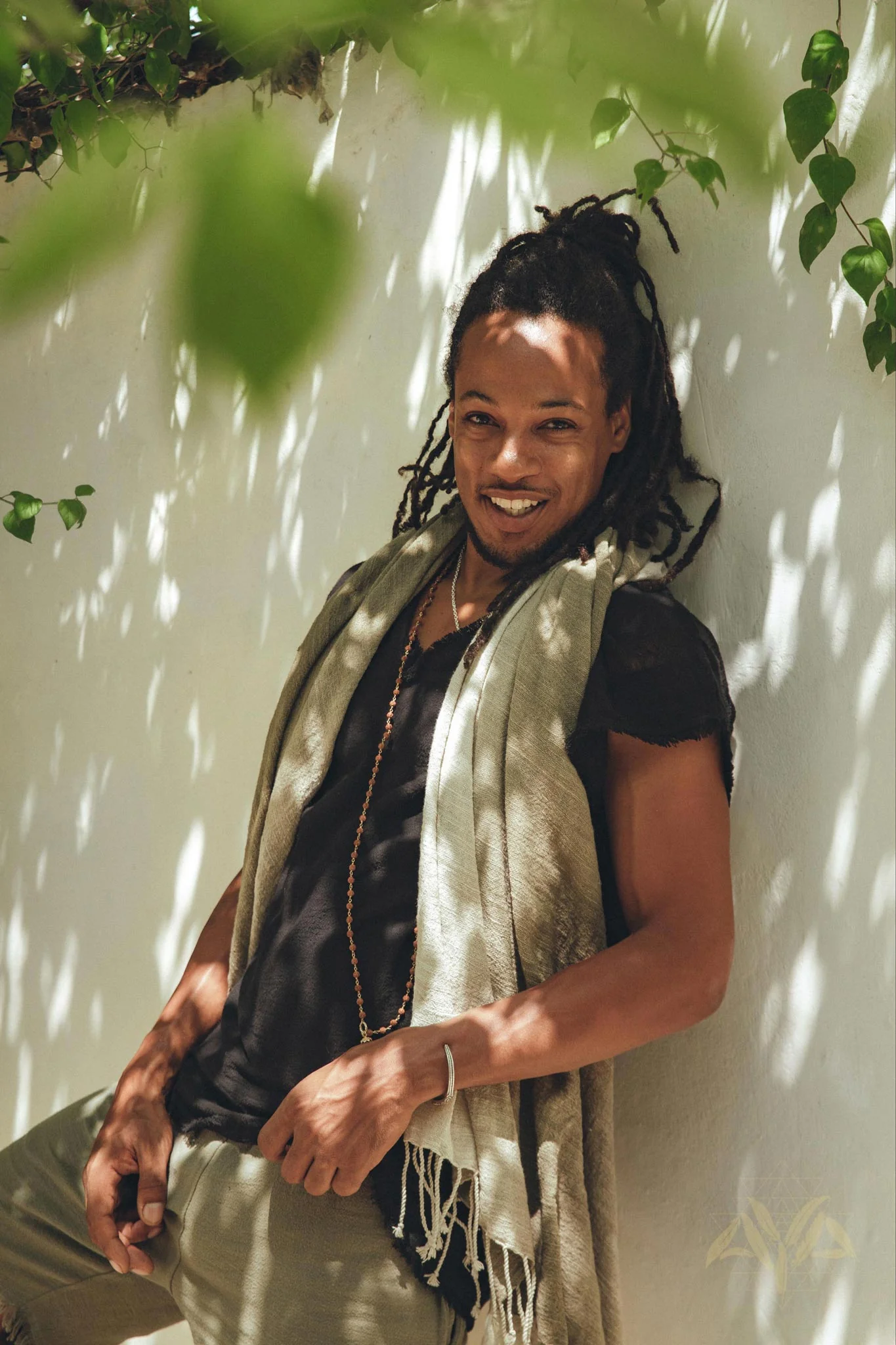 Ombre Botanically Dyed Green Cotton Scarf for Men - Image 6