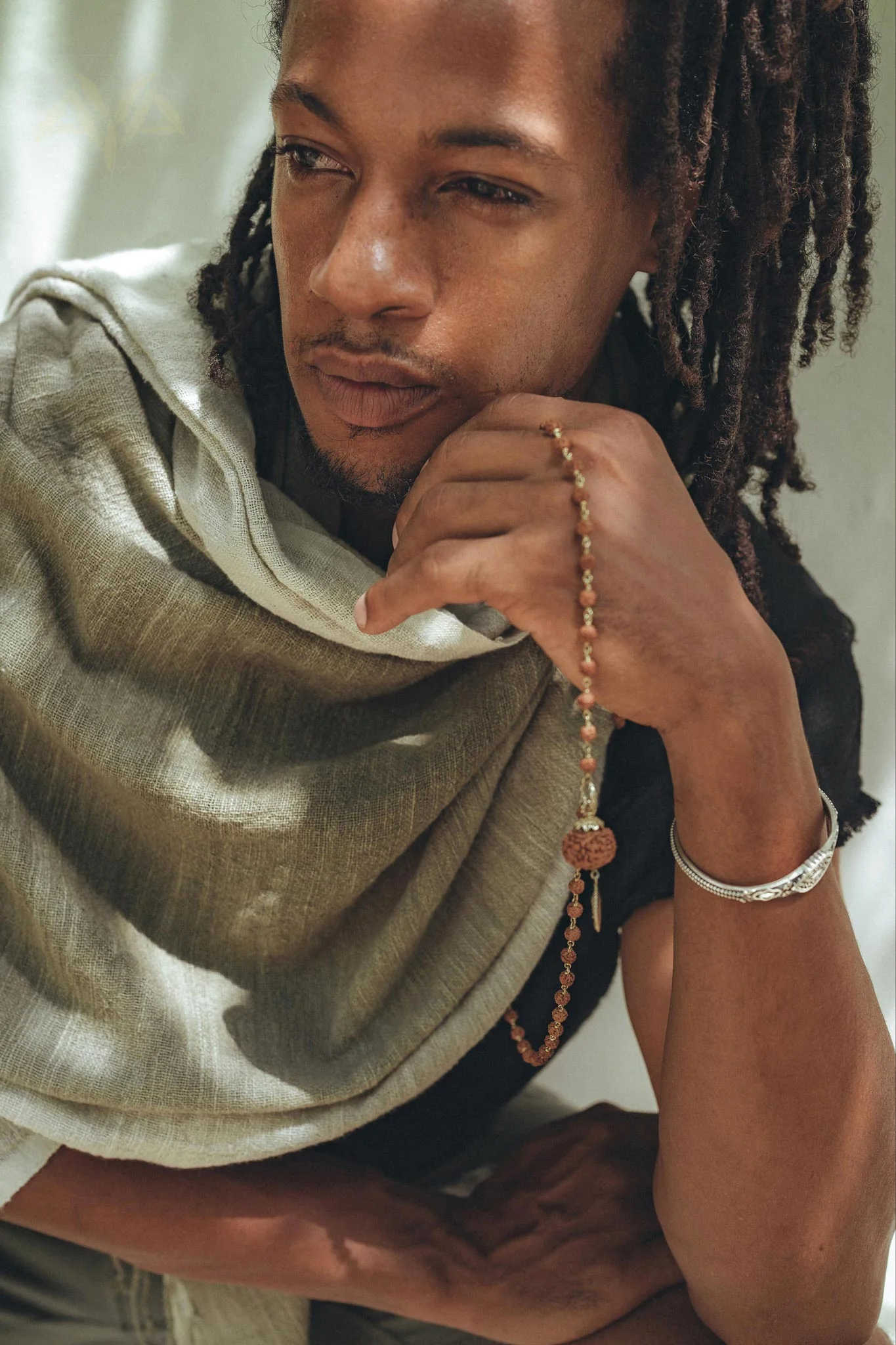 Ombre Botanically Dyed Green Cotton Scarf for Men - Image 7